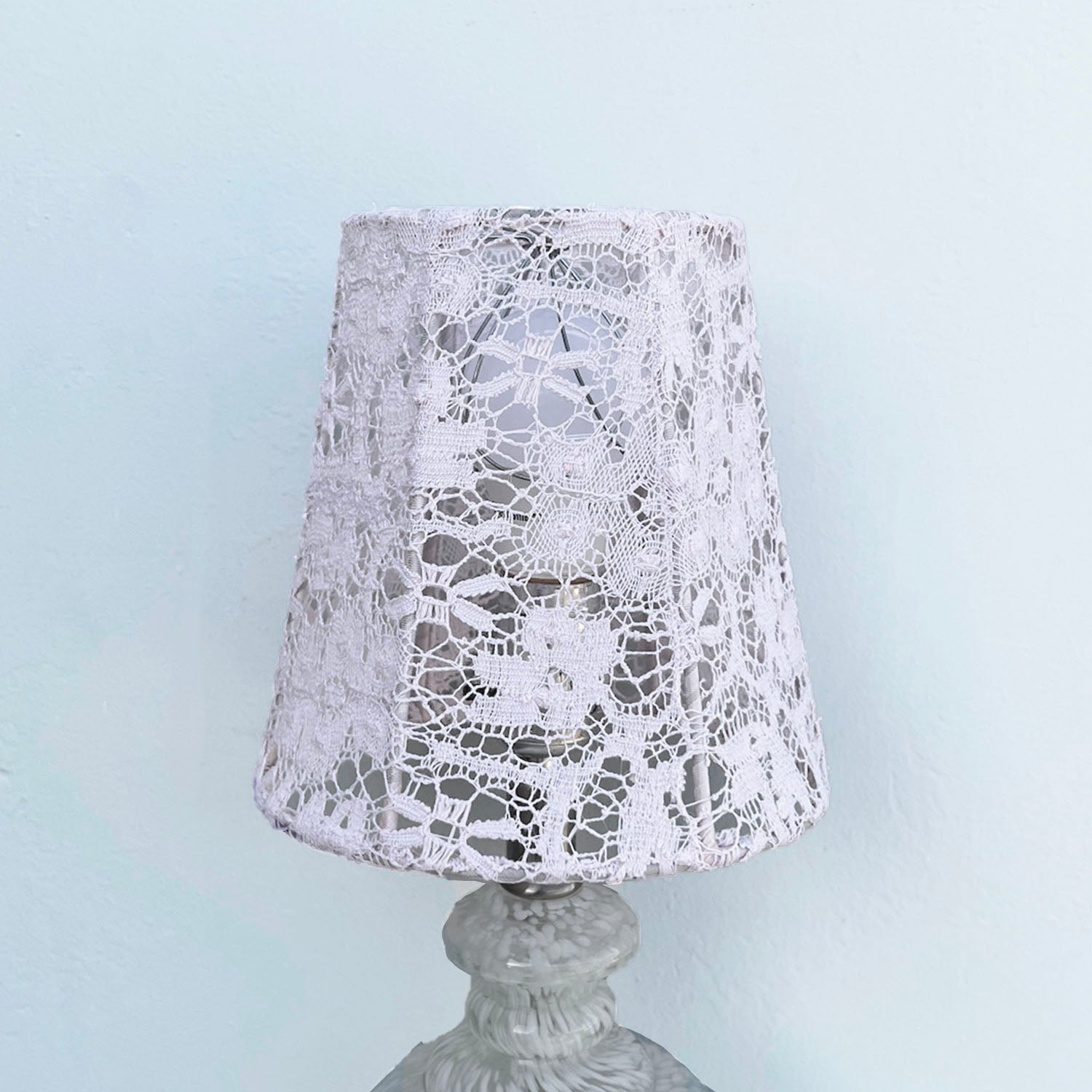 Elegant Pink Petit Lace Lampshade - Vintage Floral Design for Bedroom, Nursery & Home Decor
