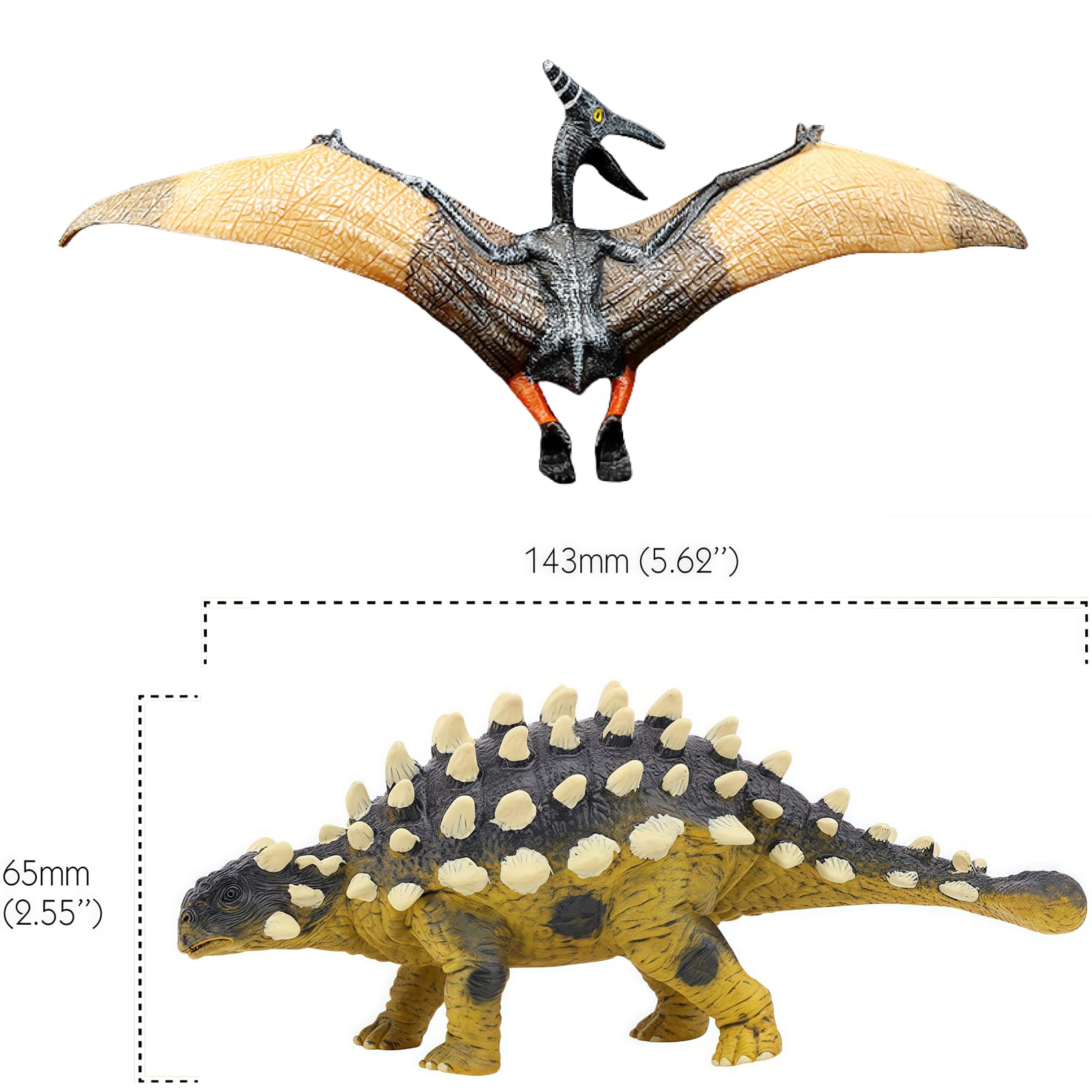 Realistic Ankylosaurus & Pteranodon Dinosaur Action Figures - 2 Pack Kids Toys for Collecting, Home Decor, Birthday Party Favors, Cake Toppers | Perfect Gift for Boys & Girls | STEM Learning & Imaginative Play