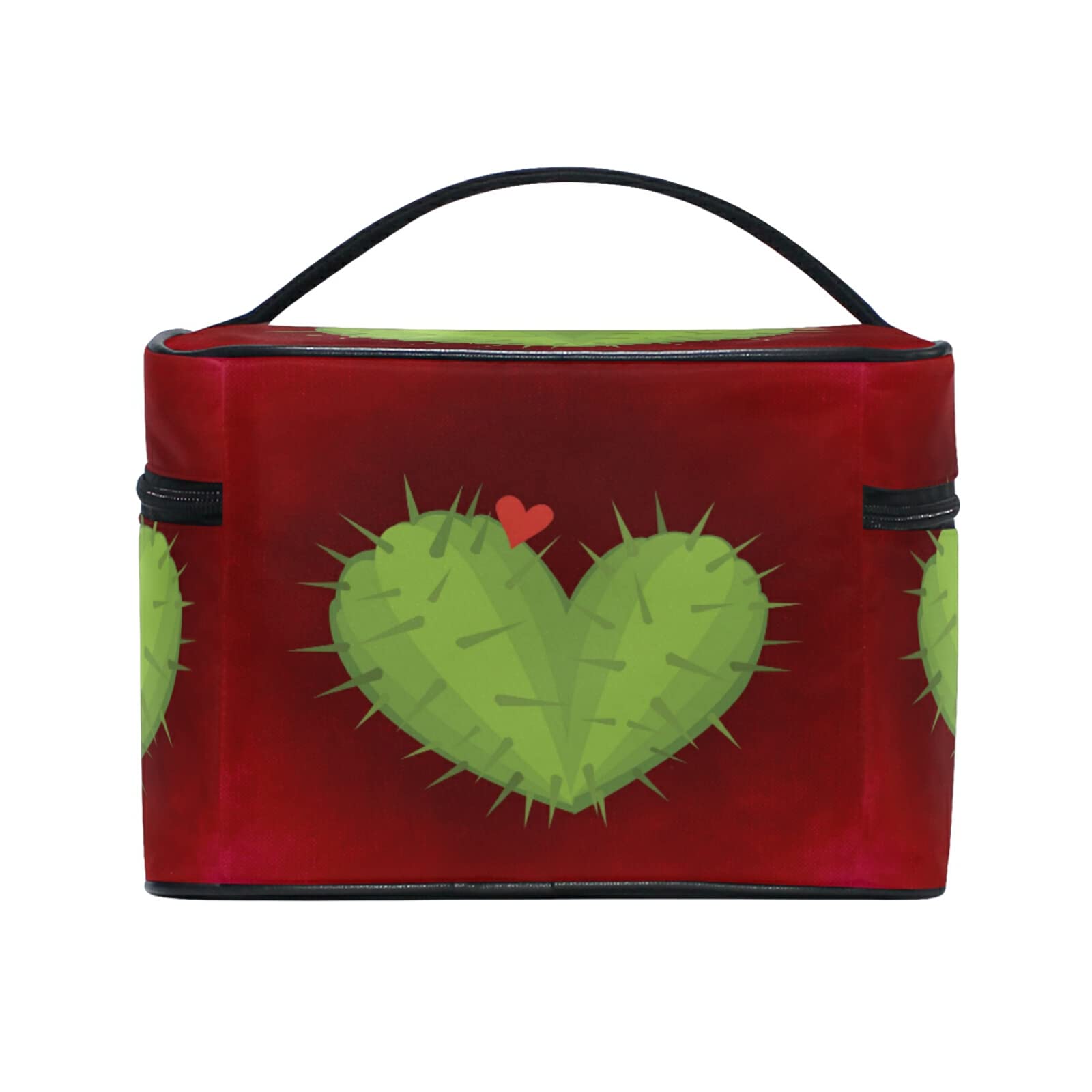 Heart Cactus Makeup Bag for Women - Waterproof Cosmetic Pouch, Travel Toiletry Organizer - Perfect for Train, Gym & Vacation Essentials | Cute Art Gift Idea