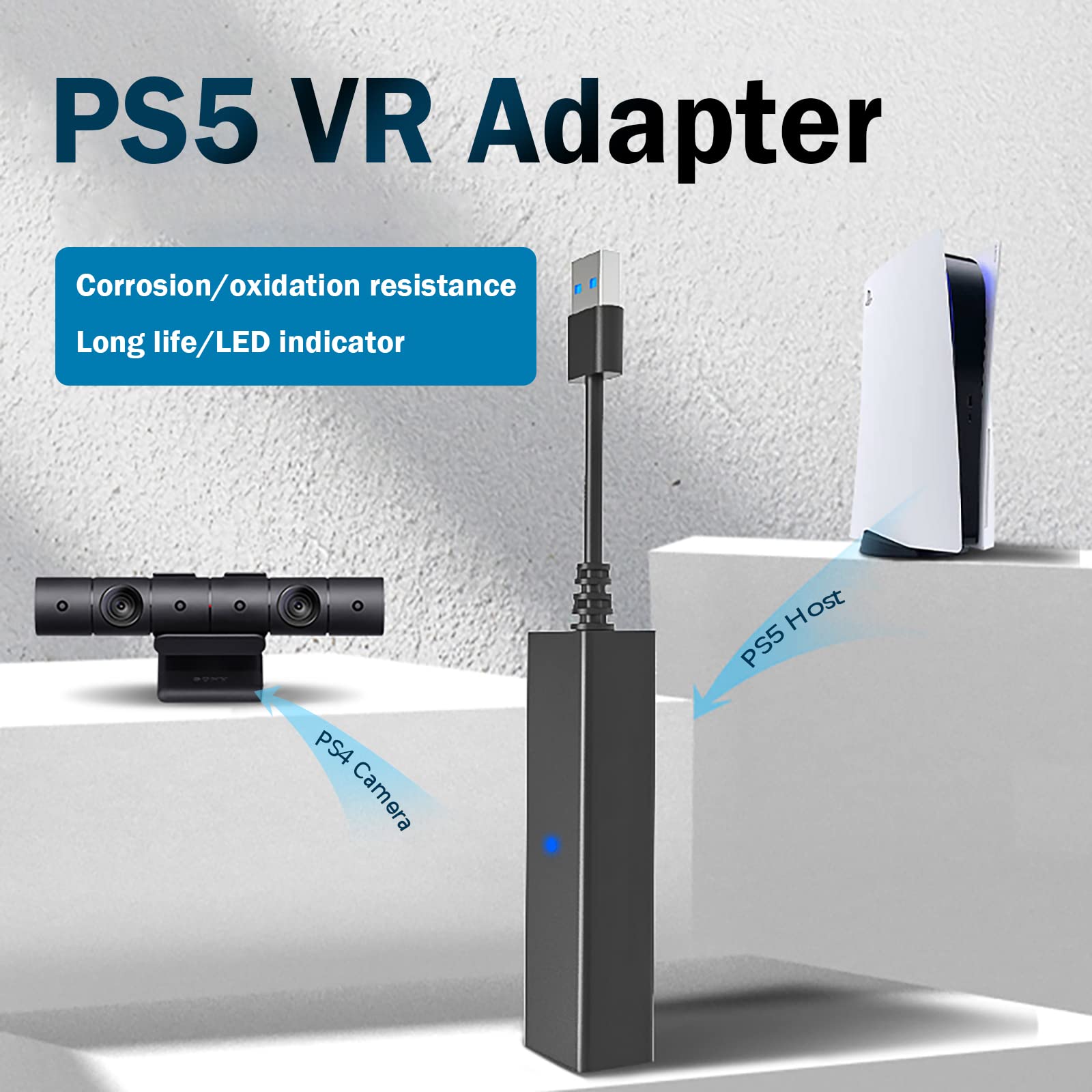 PSVR Camera Adapter for PS5 - Playstation 4 to PS5 Converter Cable - Official PSVR Adapter for PS5 Console - Perfect for Virtual Reality Gaming & PS5 VR Setup