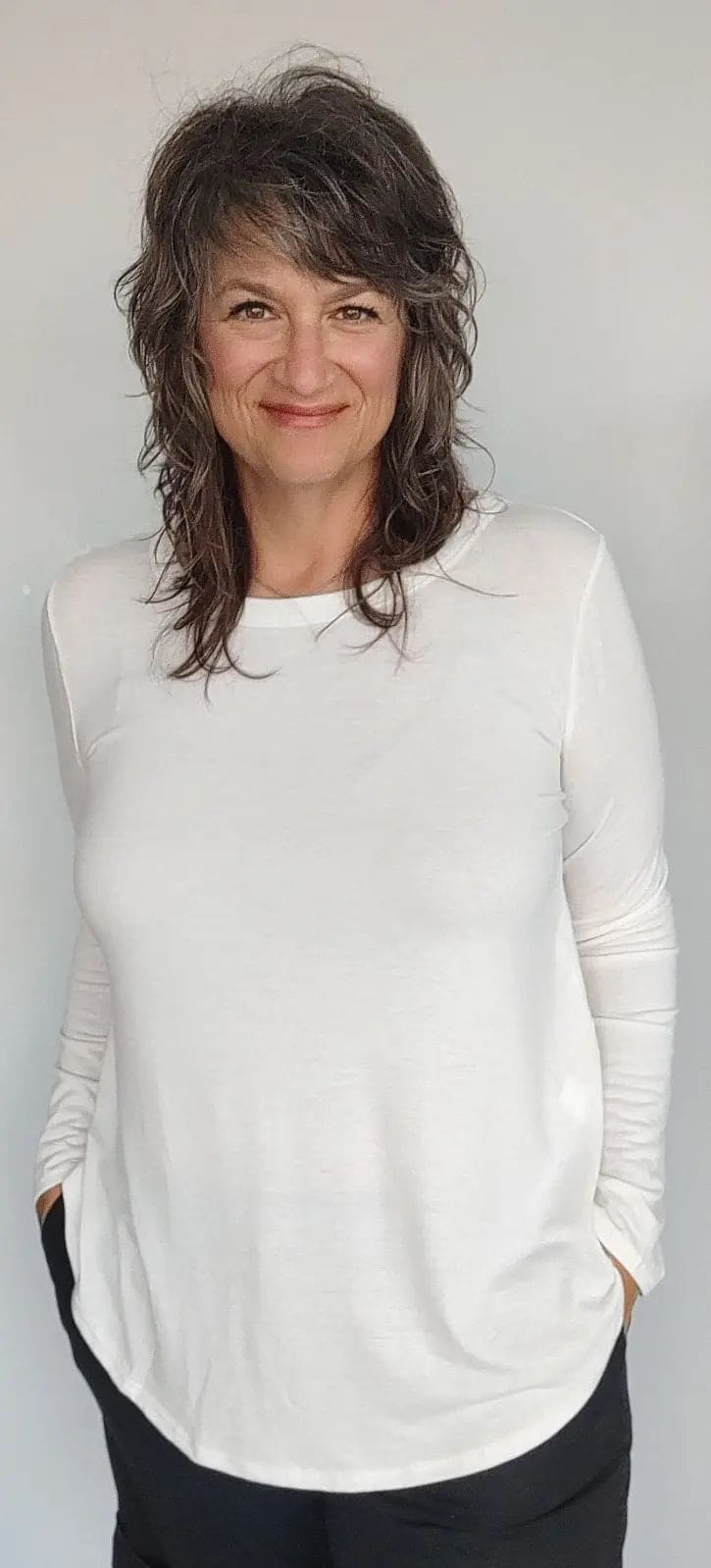 Ivory Long Sleeve Women's Blouse - Elegant Casual Tops for Work, Office & Everyday Wear | Soft Comfortable Stretch Fabric