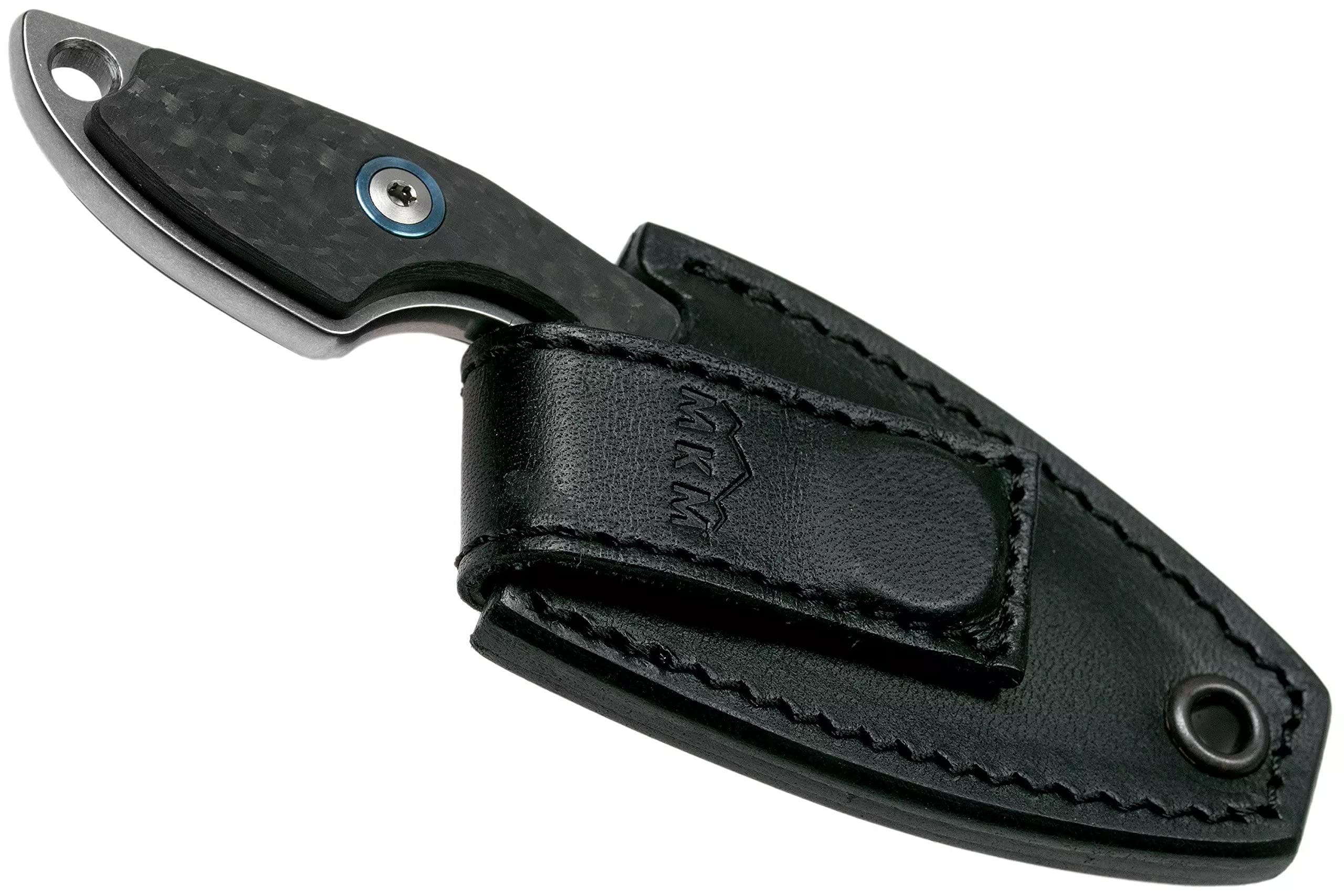 MIKRO 2 Sheepsfoot Fixed Blade Neck Knife - Premium EDC Tool with M390 Super Steel, Full Tang Design by Jesper Voxnaes | Carbon Fiber Handle | Made in Italy | Perfect for Outdoor Survival, Camping & Everyday Carry