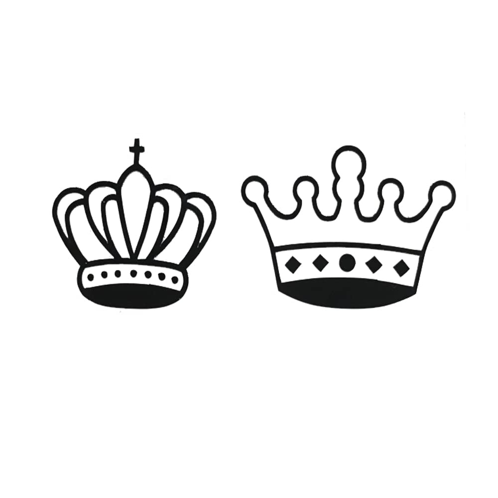 Comet Busters Couple Temporary Tattoos - Crown Design - Cute Body Art Stickers (BT043) for Couples Matching, Date Night, Anniversary Gifts & Festival Fun