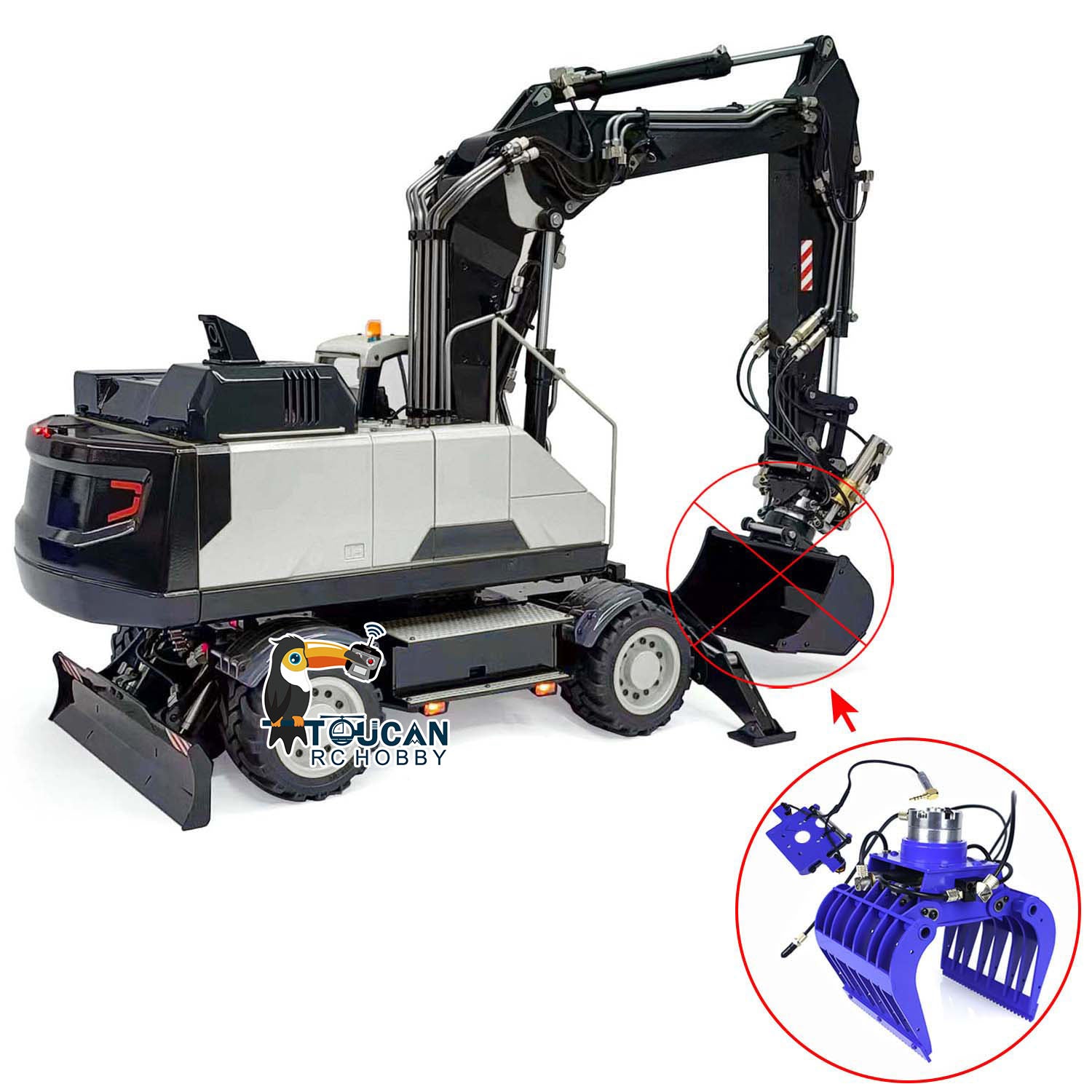 EC380 1/14 Scale RC Hydraulic Excavator Toy - Remote Control Construction Vehicle with 3-Arm Digger, Tiltable Clamshell Bucket & Wheeled Chassis | Kids Outdoor Play, Construction Simulation, STEM Learning Toy