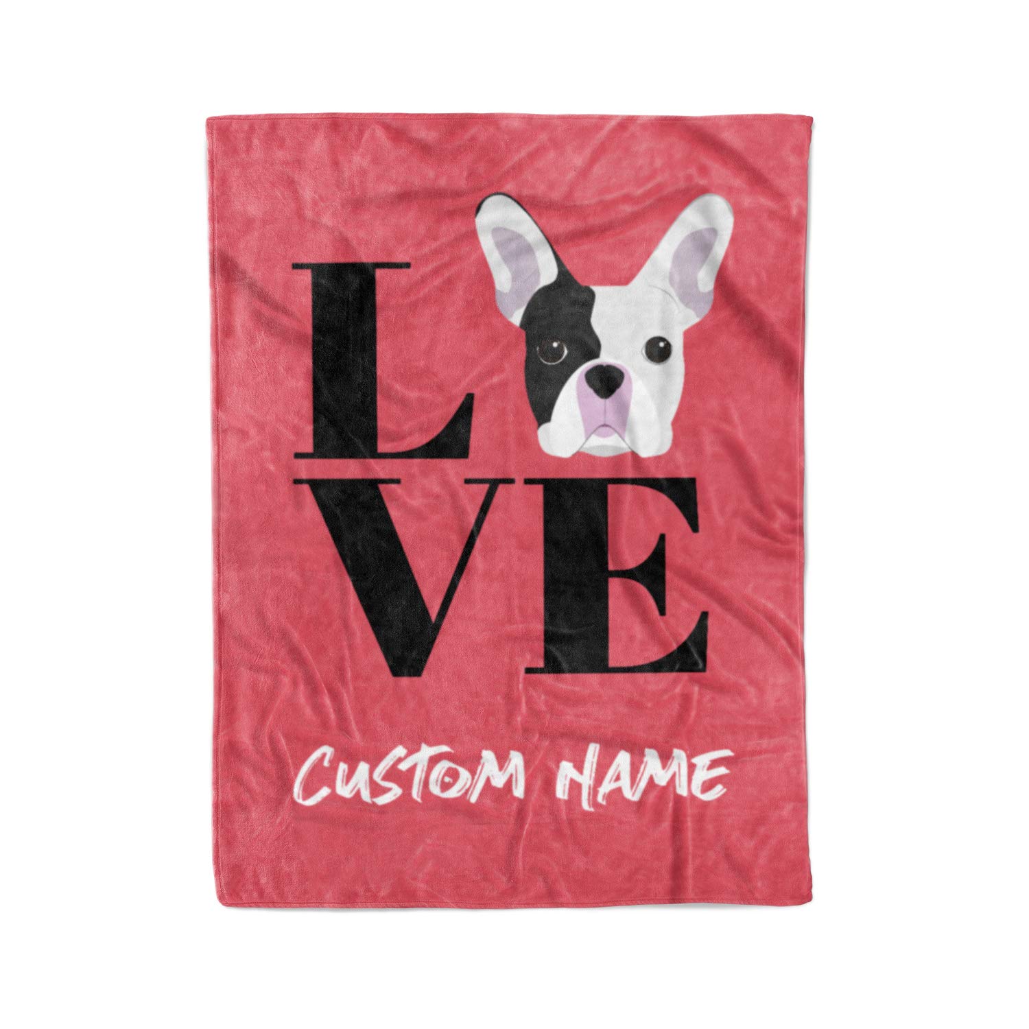 Personalized French Bulldog Fleece Throw Blanket with Custom Name - Lightweight & Snuggly Dog Blanket for Frenchie Lovers | Perfect Gift for Pet Parents, Kids & Family Cuddle Time | Home Decor, Sofa Lounging & Pet Photo Props