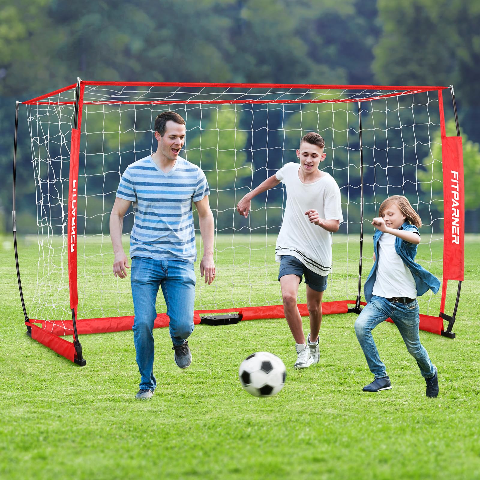 8x6ft & 12x6ft Portable Soccer Goals for Backyard Training - Collapsible Metal Frame with Net, Includes 1 Goal + Soccer Ball + 6 Cones + Ball Pump + Carry Bag - Perfect for Youth Practice, Backyard Games & Team Drills