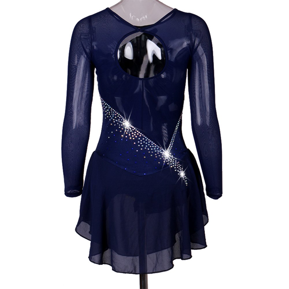 Sparkling Rhinestone Roller Skating Dress for Girls - Blue Ice Performance Costume for Competitions & Shows
