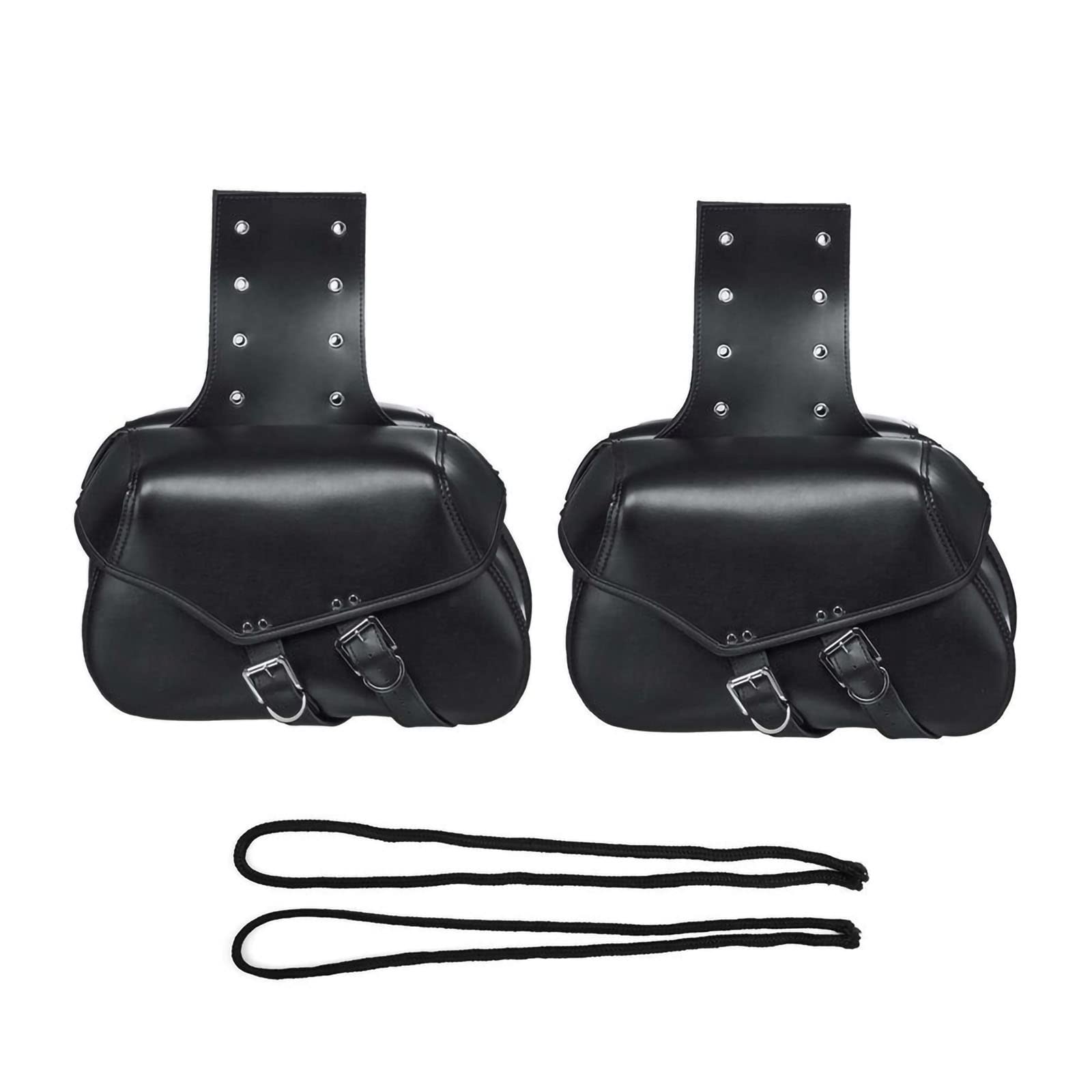 FRIKE Waterproof Motorcycle Saddle Bags - Large Capacity PU Leather Motorbike Side Storage Bags, Universal Fit for Harley, Cruiser & Touring Bikes (Black) - Perfect for Road Trips, Commuting & Adventure Riding
