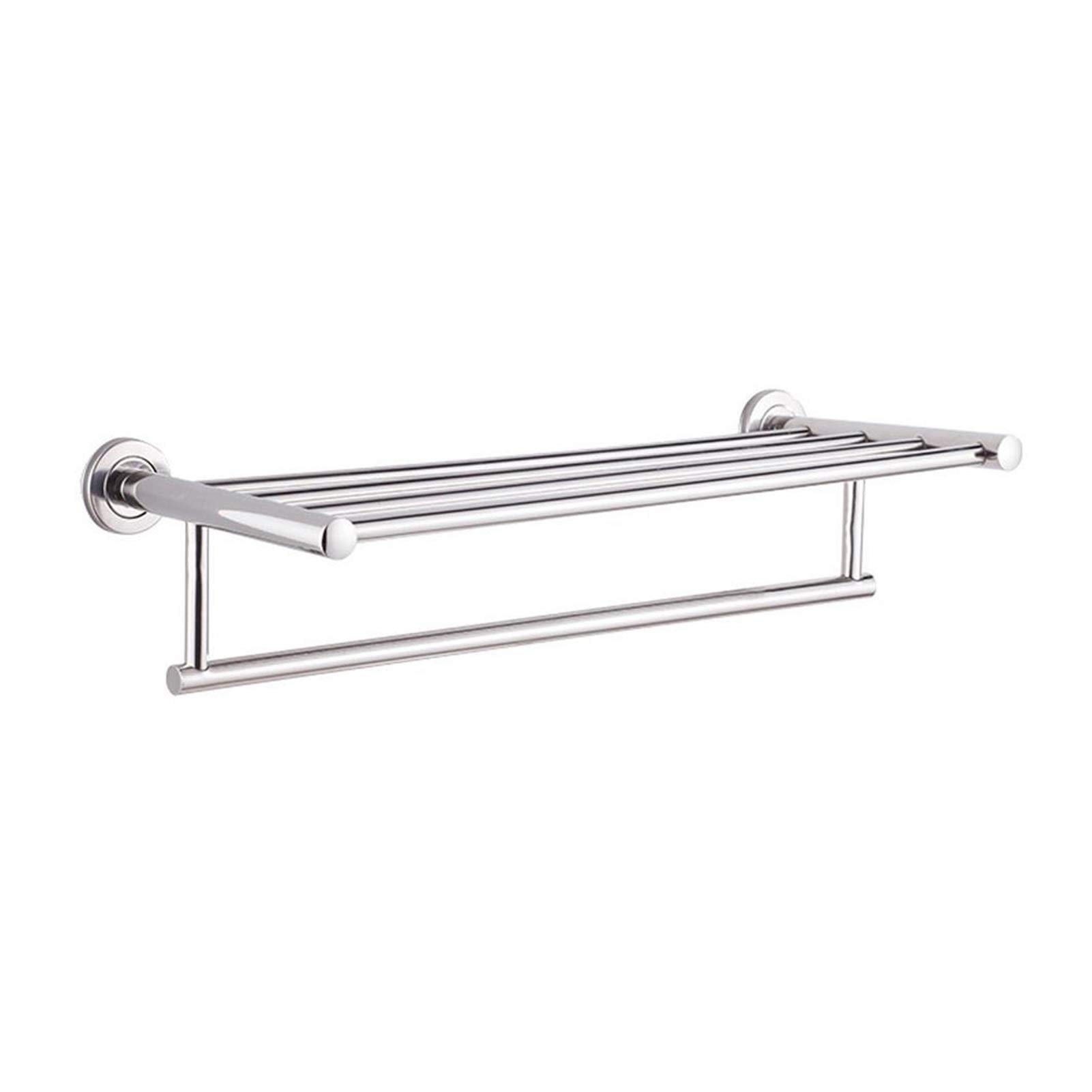 VRONO 60cm Stainless Steel Wall Mounted Bathroom Towel Rack - Single Layer Towel Rail Holder, Space Saving Ladder Shelf for Bath, Kitchen & Laundry Room Organization