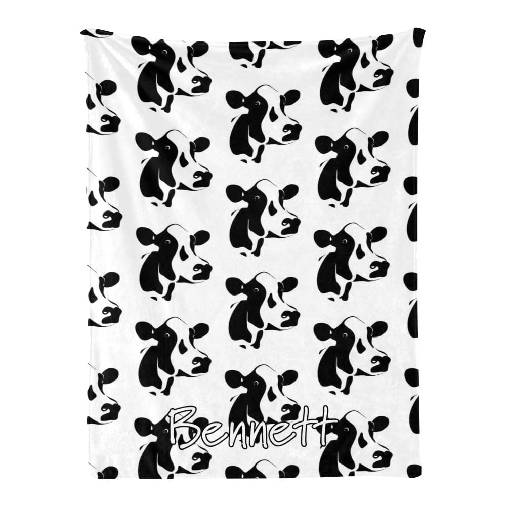 Personalized Funny Cow Baby Blanket with Name - Custom Fleece Nursery Throw Blanket for Boys & Girls (30x40 Inches) - Perfect for Birthdays, Baby Showers & Nursery Decor
