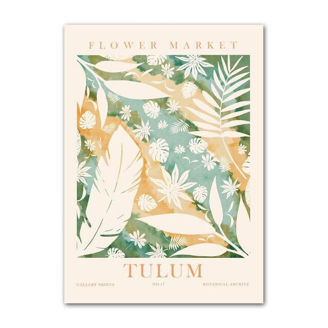 Green Leaves Herbarium Canvas Posters - Botanical Wall Art for Home & Office Decor | Perfect for Living Room, Bedroom & Study