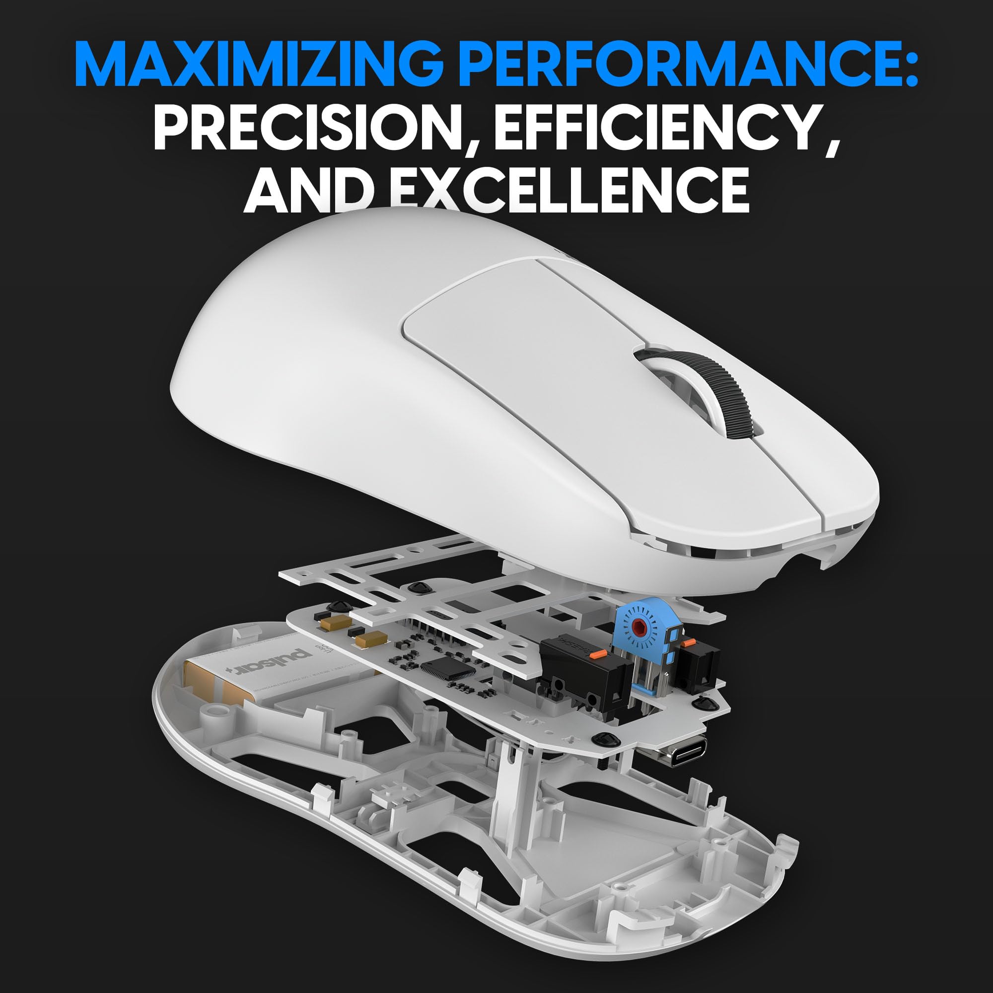 Pulsar X2H Mini Wireless Gaming Mouse - Ultra Lightweight 52g Symmetrical Design, Optical Switches, 26000 DPI PAW3395 Sensor, 2.4Ghz 1ms Response - Perfect for FPS, MOBA & Esports Gaming (White)
