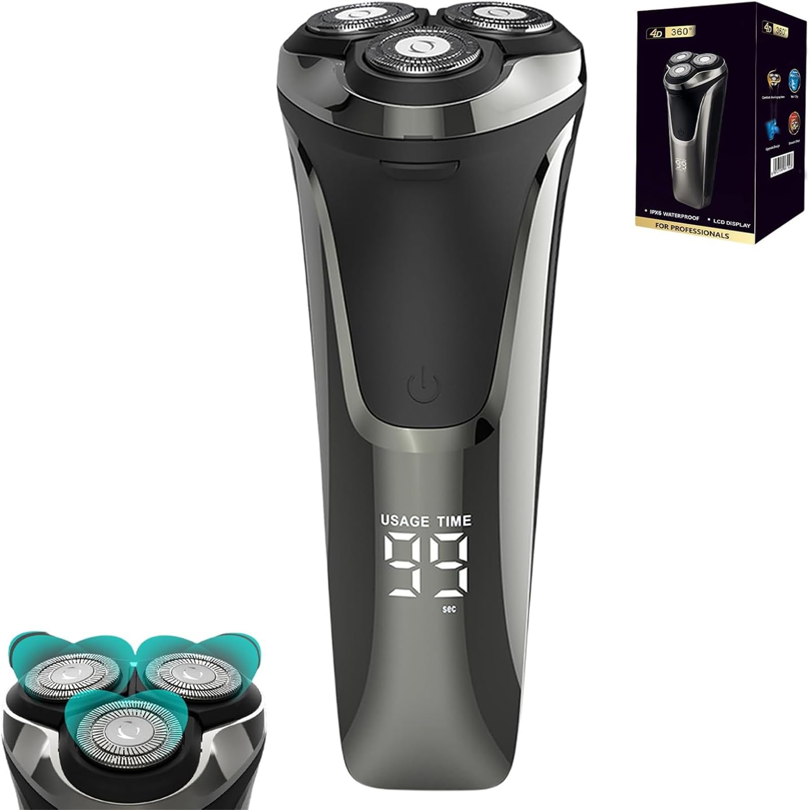 Premium 4D Floating Head Electric Razor for Men - Wet & Dry Shaver with Smooth Shaving Technology | Portable & Travel-Friendly Design | Perfect for Home, Gym, Office & Travel Use