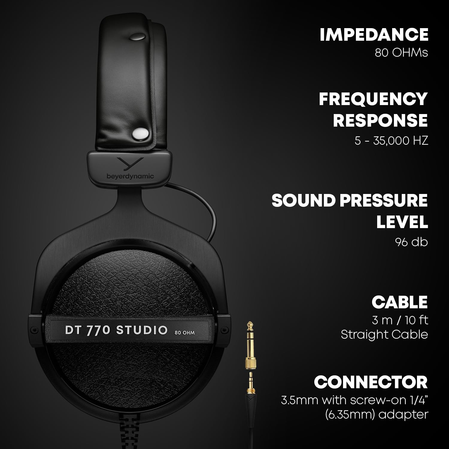 Beyerdynamic DT 770 Pro 80 Ohm Studio Headphones - Professional Over-Ear Closed-Back Monitoring Headphones for Recording, Mixing & Podcasting (Grey) - Perfect for Home Studios, Music Production & Audio Engineering
