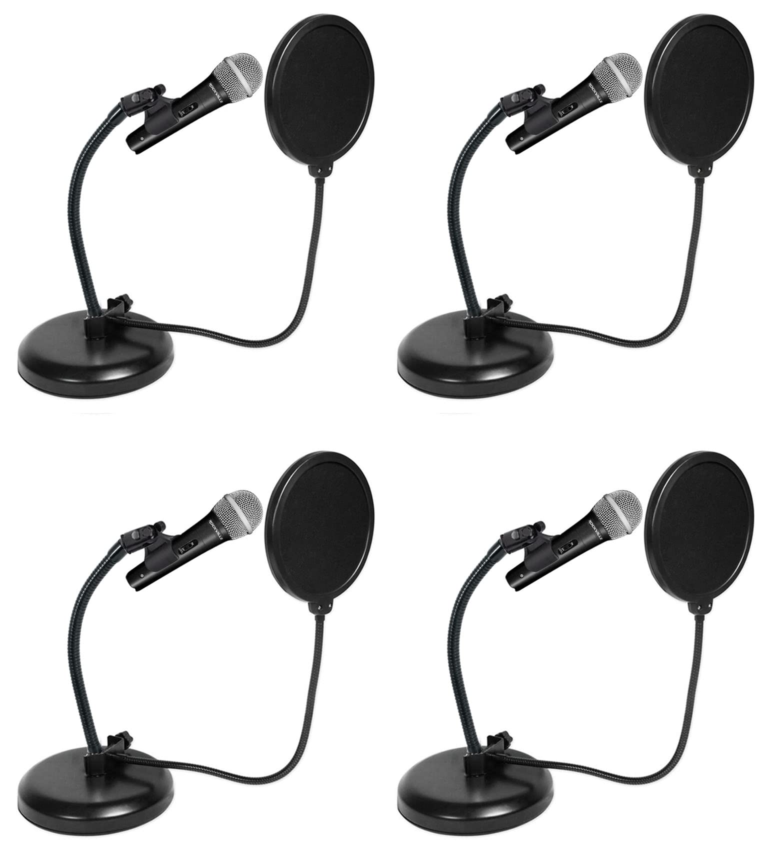 Rockville Professional Microphone Kit with Gooseneck Stand & Pop Filter - Studio Recording, Podcasting, Voice Overs, Streaming & Home Studio Setup