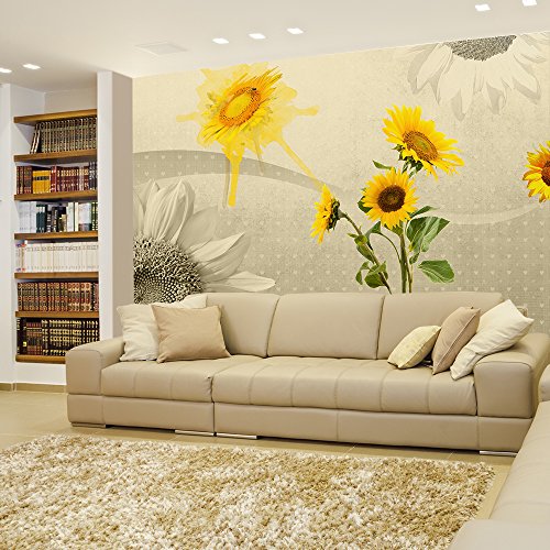 Sepia Sunflowers With Heart Background
