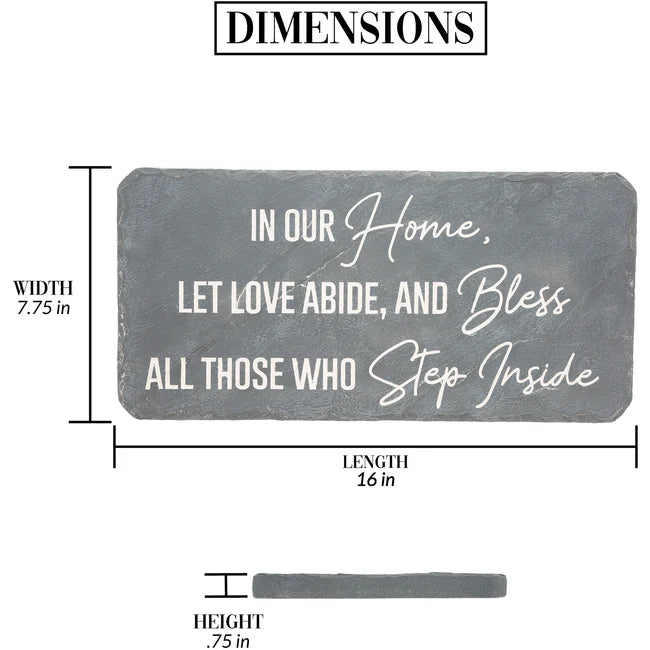 Beautiful Garden Stepping Stones - 'In Our Home, Let Love Abide' Decorative Pathway Stones for Outdoor Landscaping - Perfect for Walkways, Flower Beds and Garden Decor