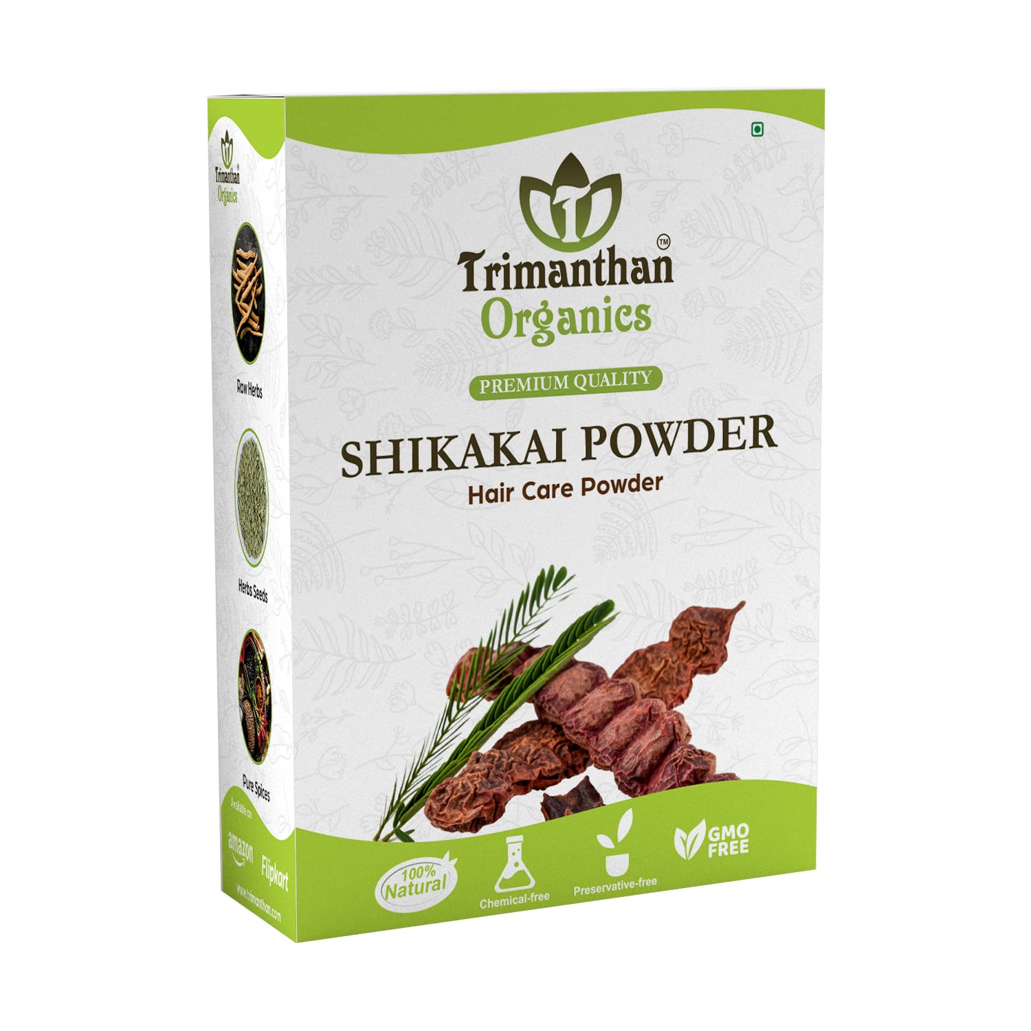 Organic Shikakai Powder for Hair & Skin - 250gm | TRIMANTHAN ORGANICS Natural Hair Conditioner & Cleanser | Promotes Hair Growth & Scalp Health | Perfect for DIY Hair Wash, Ayurvedic Treatments & Natural Skincare Routine