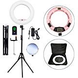 96W Bicolor LED Ring Light Kit with Stand - Adjustable 3000K-6000K for Photo Studio, YouTube, TikTok, Selfie, Portrait Photography - Includes Remote, Phone/Camera Holder, Makeup Mirror & Travel Bag (Pink) - Perfect for Content Creators, Vloggers, Makeup Artists & Home Studios