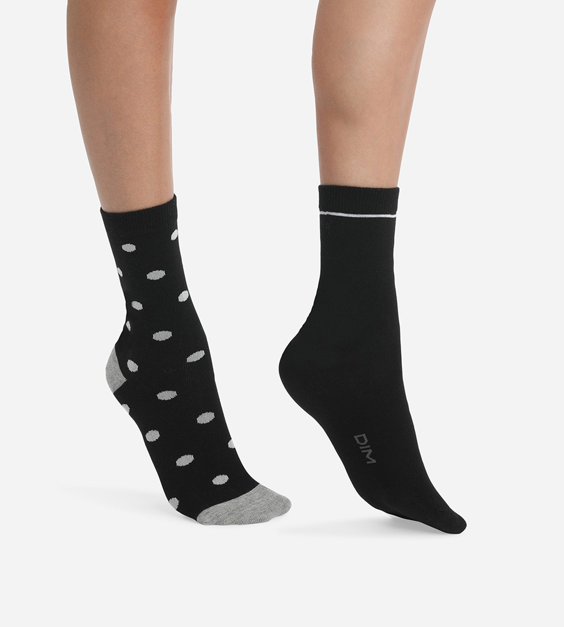 2 Pairs Women's Black Polka Dot Socks - Cotton Comfort & Stylish Design for Everyday Wear, Work & Casual Outfits