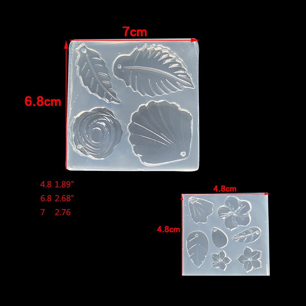 Epoxy Resin Flower Leaf Earring Molds - Silicone Pendant Jewelry Molds with Hole for Necklace Making - DIY Handmade Earrings & Necklace Accessories - Perfect for Crafters, Jewelry Designers and Gift Makers
