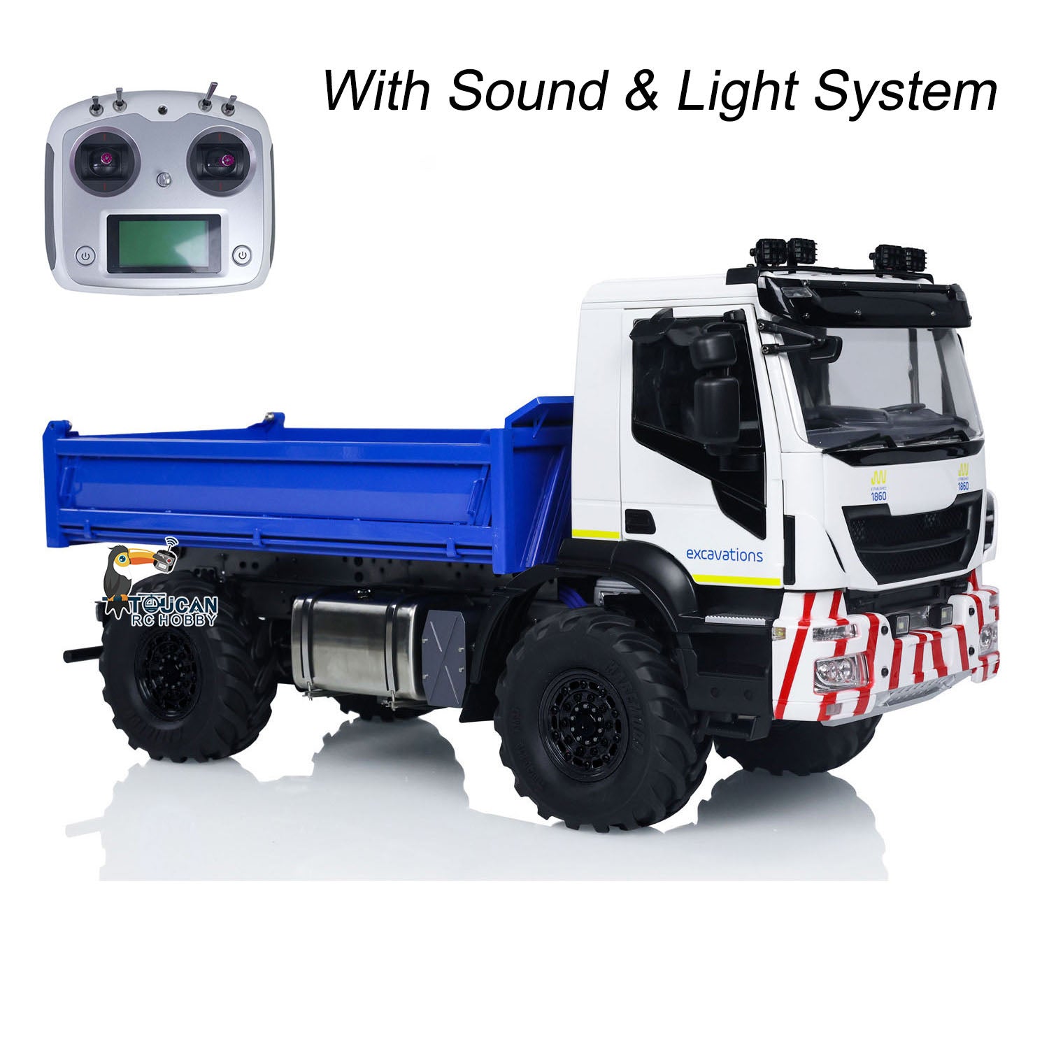 1/14 Scale 4x4 Metal RC Hydraulic Dumper Truck with Snow Blade - Remote Control Tipper Car with Realistic Sound, LED Lights, Pre-Assembled & Painted Body, ESC & Servo - Perfect for Construction Play, Snow Removal & Off-Road Adventure