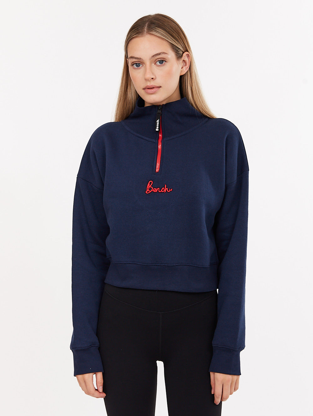 Rochelle Zip Mock Neck Crop Sweatshirt - Women's Casual Pullover Hoodie for Streetwear & Loungewear | Perfect for Everyday Wear, Gym & Coffee Dates
