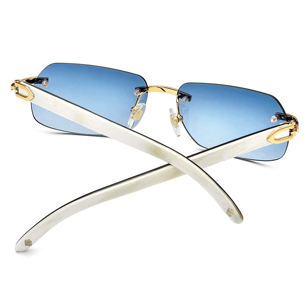 HEPIDEM 100% Genuine Buffalo Horn Handmade Square Rimless Luxury Sunglasses for Men & Women - Perfect for Outdoor Activities, Driving, and Fashion Accessories