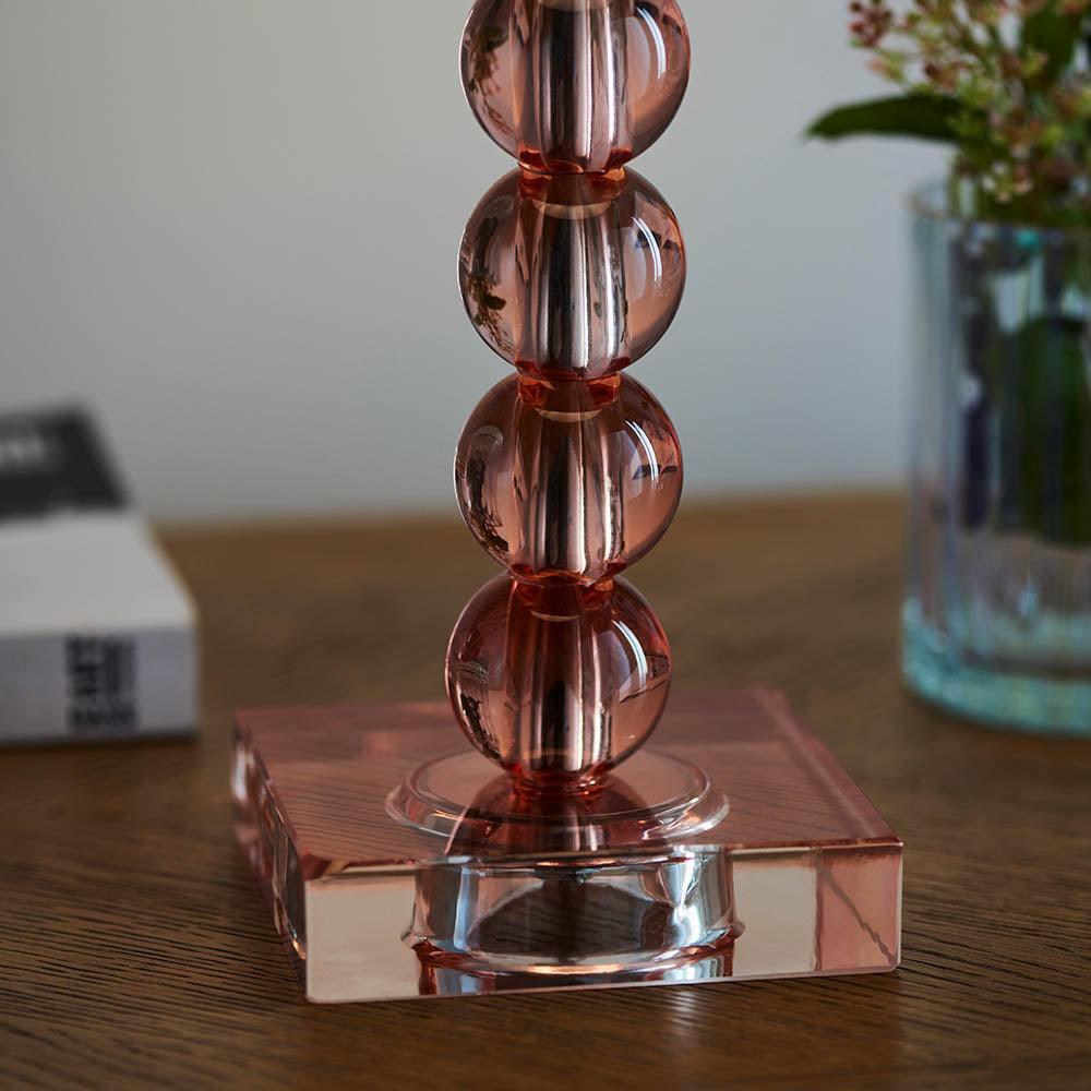 Endon Adelie 1 Blush Crystal Glass Table Lamp - Elegant Bedside Lighting for Bedroom, Living Room & Office Decor