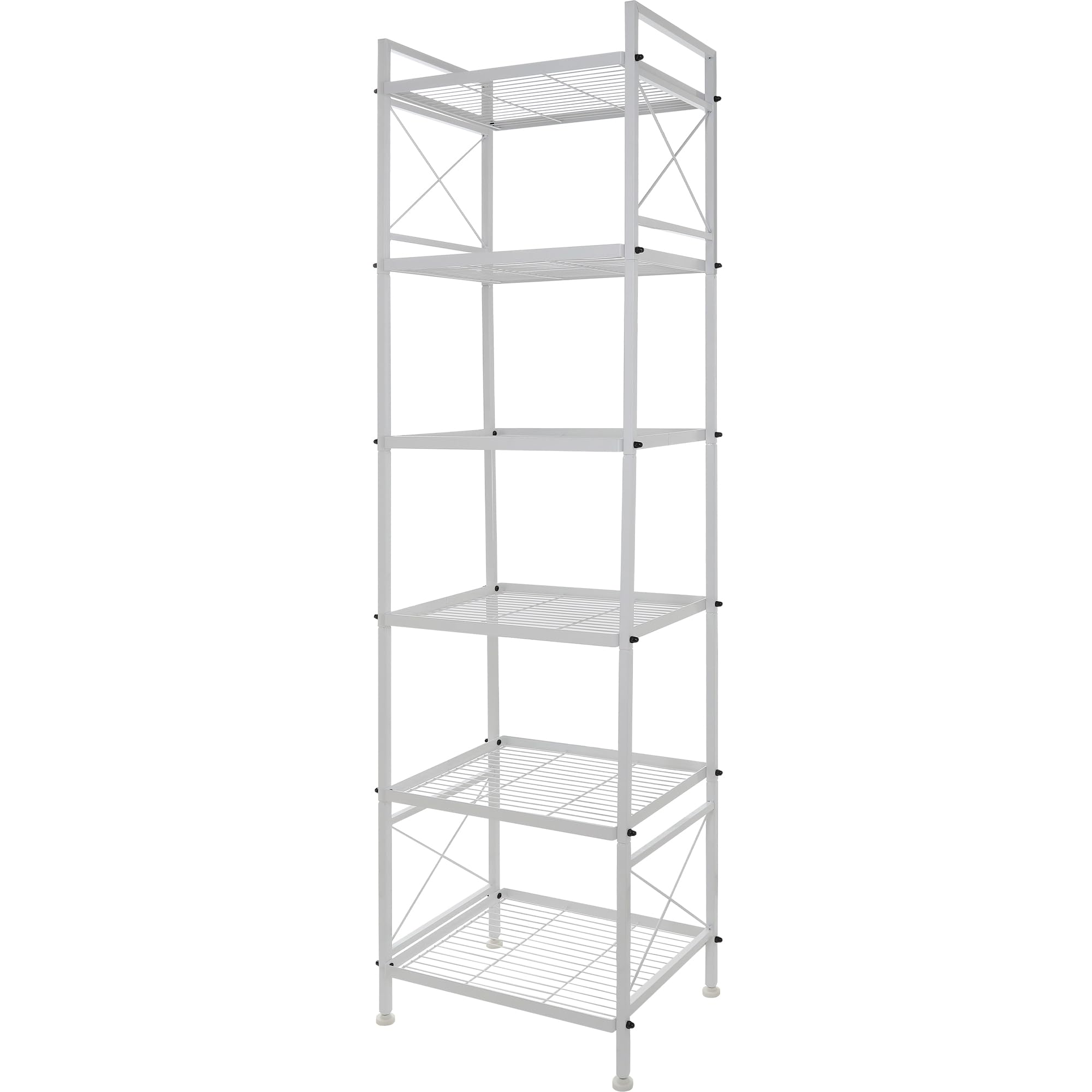 YOHKOH 6-Tier Heavy Duty Metal Storage Shelf - Space Saving Organizer for Laundry Room, Bathroom, Kitchen Pantry & Closet - White (17