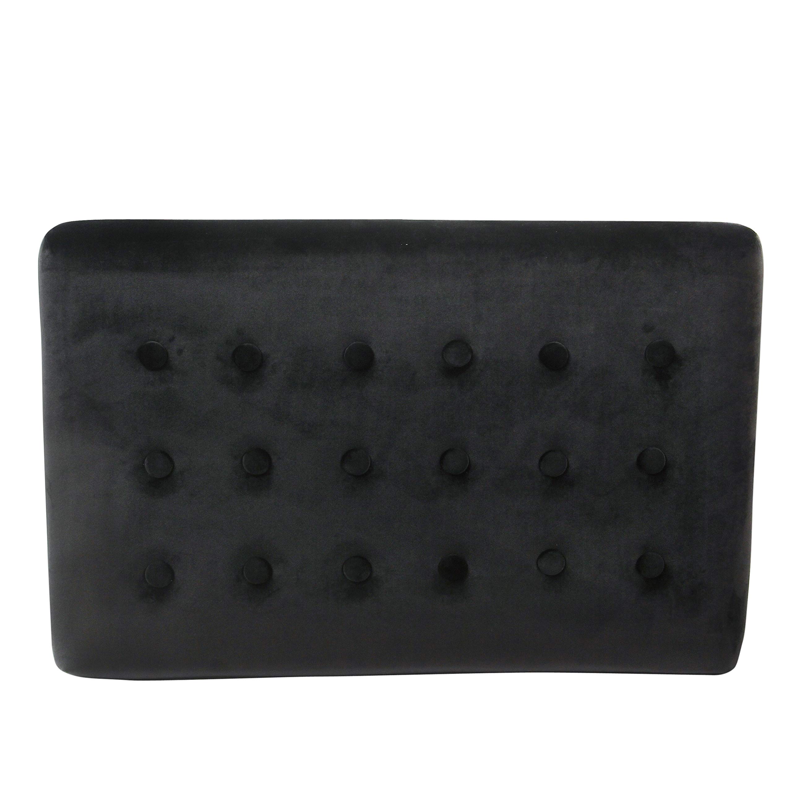 HomePop Velvet Tufted Ottoman Bench - Dark Black Upholstered Storage Seat for Living Room & Bedroom Decor | Perfect for Extra Seating, Footrest & Coffee Table Alternative