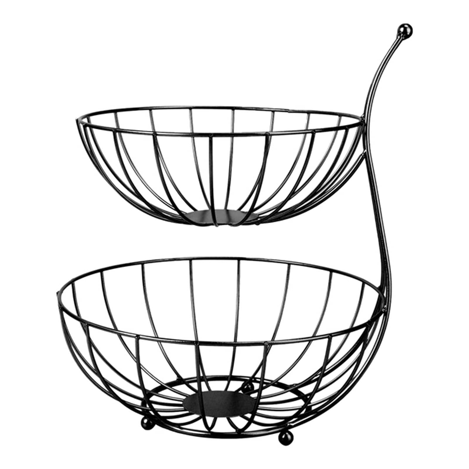 Stainless Steel Restaurant Basket - Double Layer Metal Fruit Storage Basket for Kitchen, Dining, & Display (Black) - Perfect for Organizing Fruits, Bread, or Decor in Restaurants, Cafes & Homes