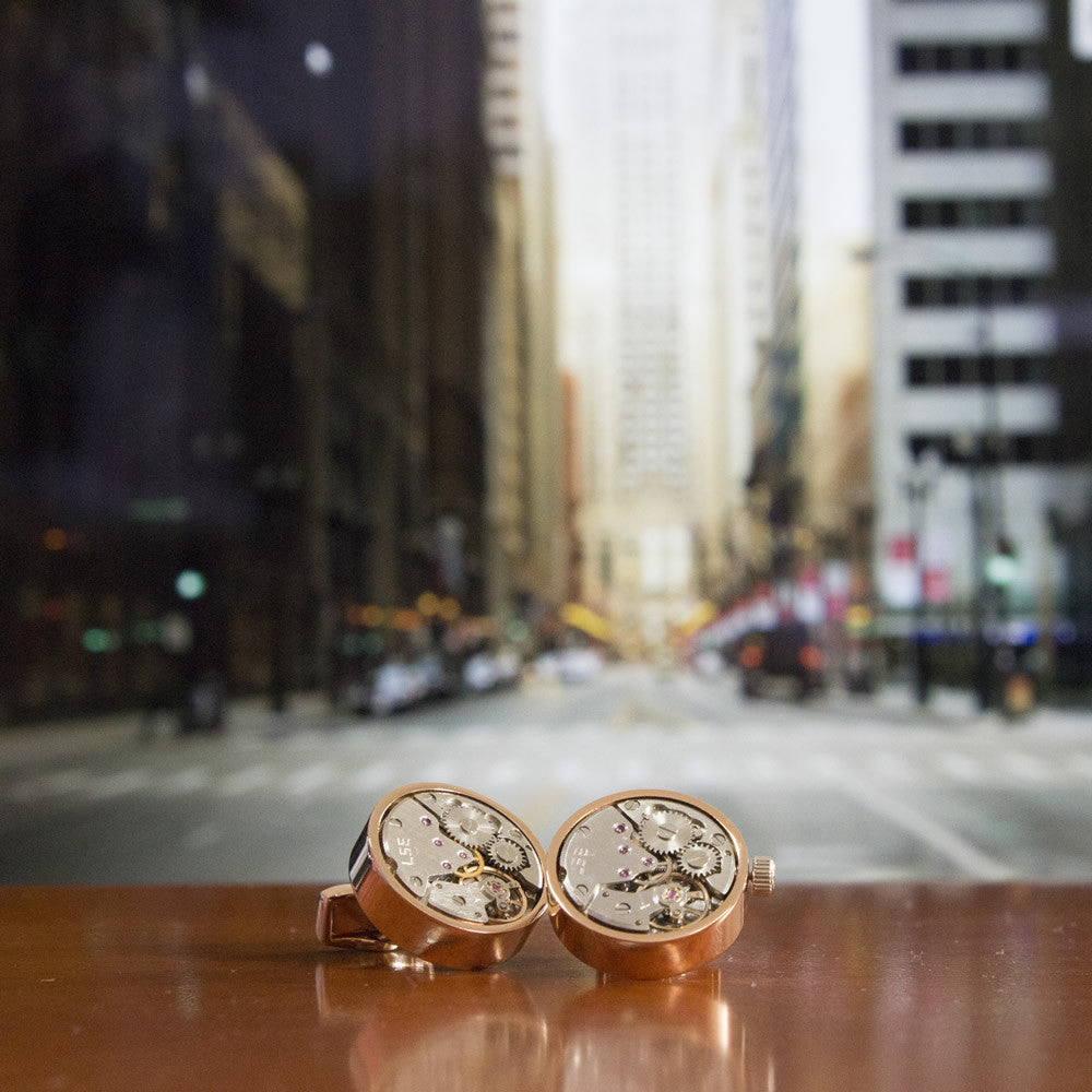 KingCuffs Premium Round Watch Movement Cufflinks for Men - Elegant Dress Accessories for Weddings, Business & Formal Events