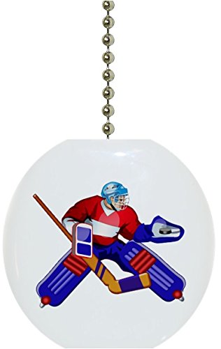 Goalie Hockey Player Solid Ceramic Fan Pull - Decorative Ceiling Fan Chain for Sports Lovers, Perfect for Hockey Themed Bedroom, Man Cave or Sports Bar Decor