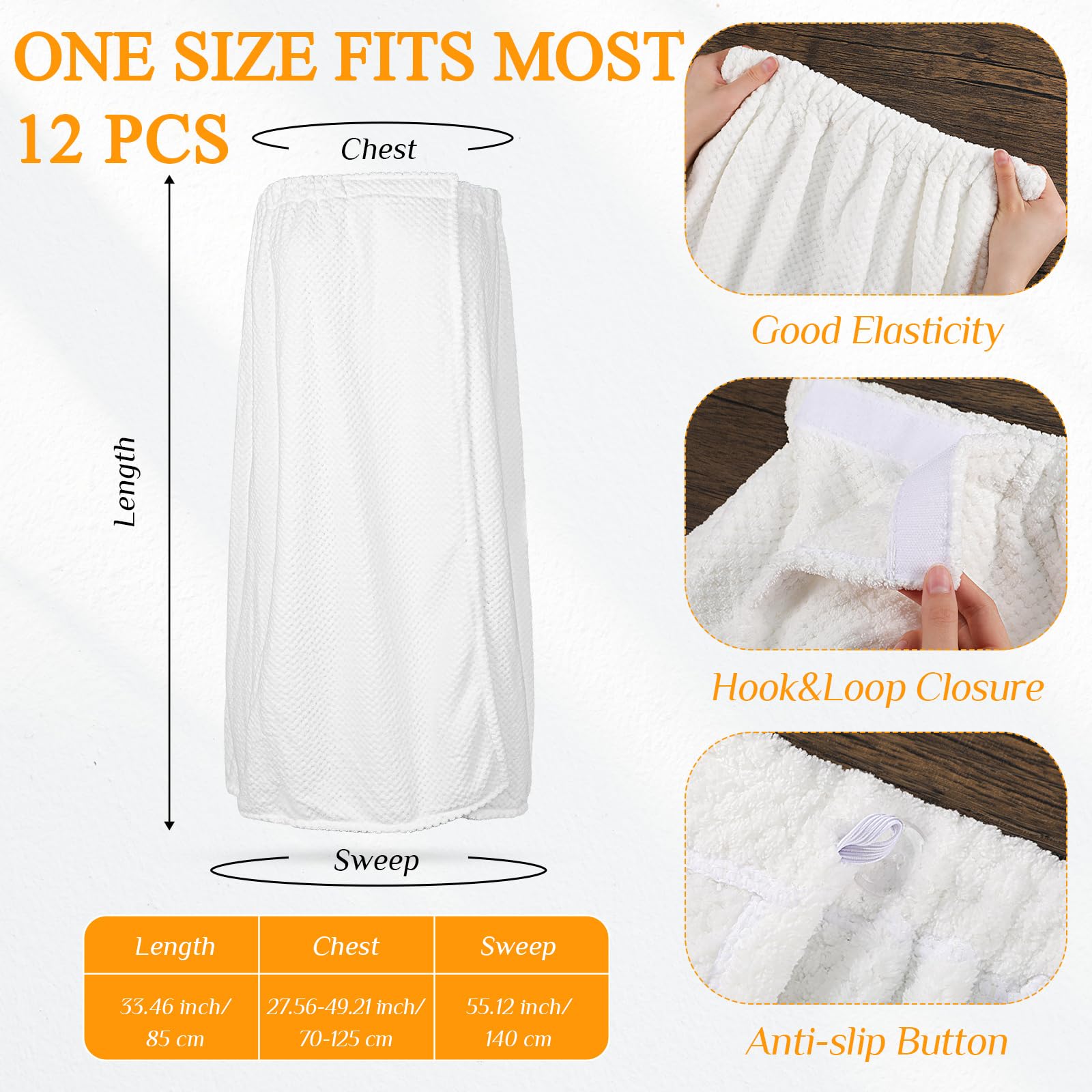 Tigeen 12 Pcs Women's Waffle Spa Robe with Pocket - Adjustable Closure Lightweight Bathrobe for Shower, Spa, Pool & Lounge - Soft Terry Towel Wrap for Women's Relaxation at Home or Vacation