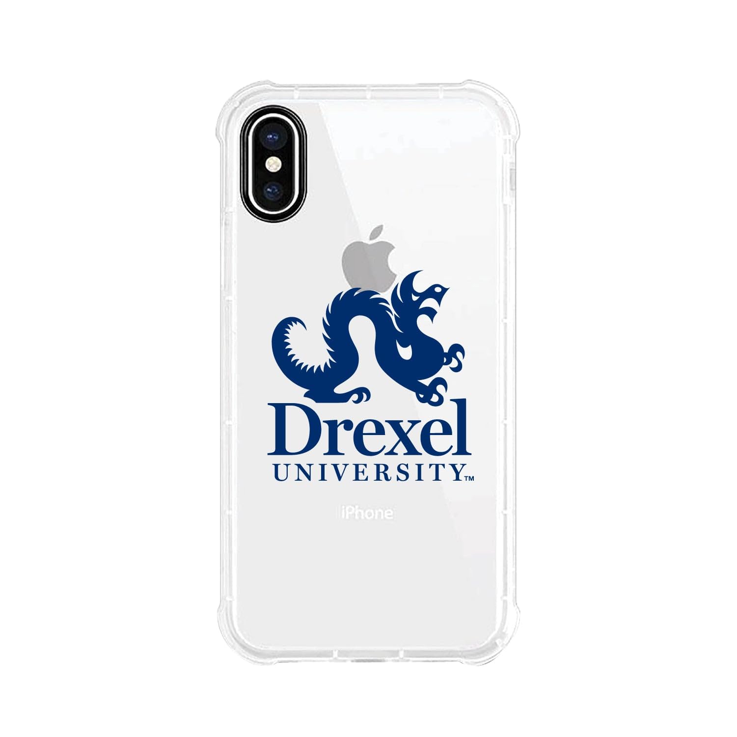 OTM Essentials Shockproof Phone Case for iPhone 12/12 Pro - Durable Tough Edge Protection - Drexel University Themed Classic White Design - Perfect for College Students & Alumni