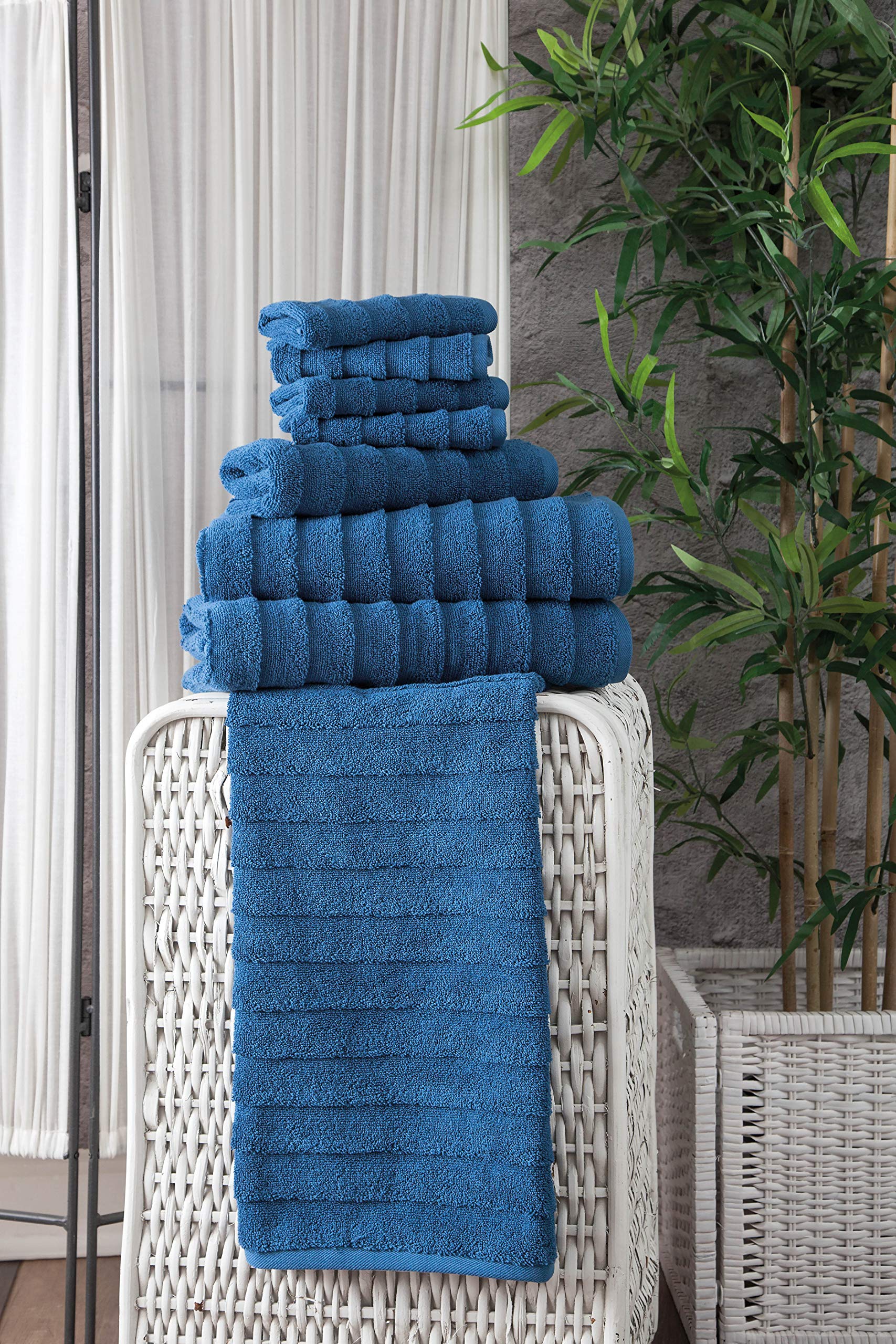 Premium BAGNO MILANO Turkish Bath Towels Set - 100% Cotton, Ultra Soft & Absorbent Luxury Towels (Navy Blue, 6-Piece Set) for Spa, Bathroom & Beach Use