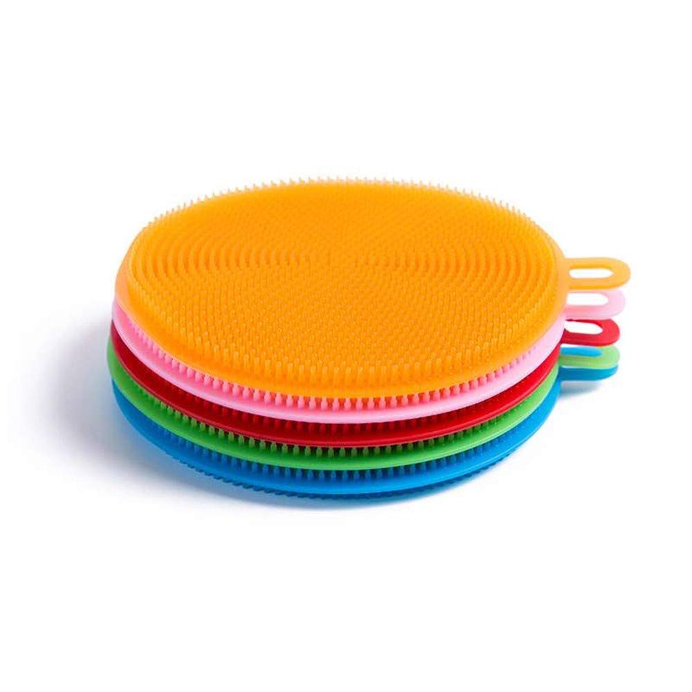 5-Pack Multi-Functional Silicone Kitchen Sponges - Dishwasher Safe, Non-Scratch Cleaning Sponges for Dishes, Car Wash, Household Cleaning (5 Colors) - Perfect for Kitchen, Bathroom & Outdoor Use