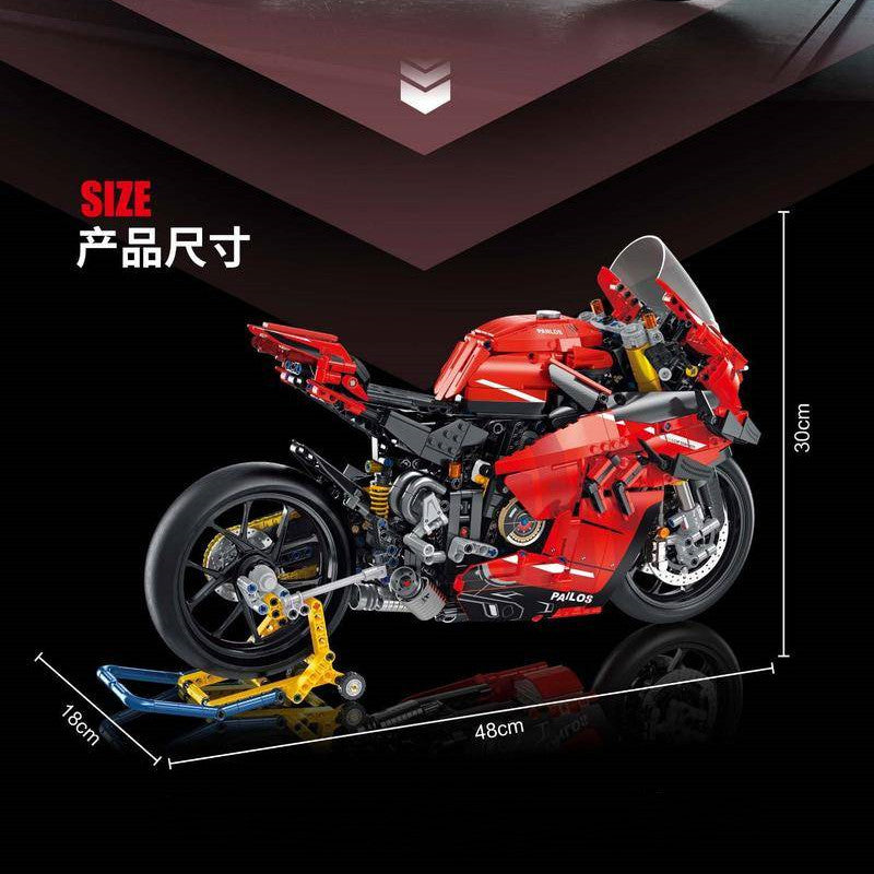 Panlos 672101 Ducati V4S Motorcycle Building Blocks Set - 1:12 Scale Model Kit for Adults & Kids, Perfect for Collectors & Racing Fans - Build & Display for Home, Office or Gift