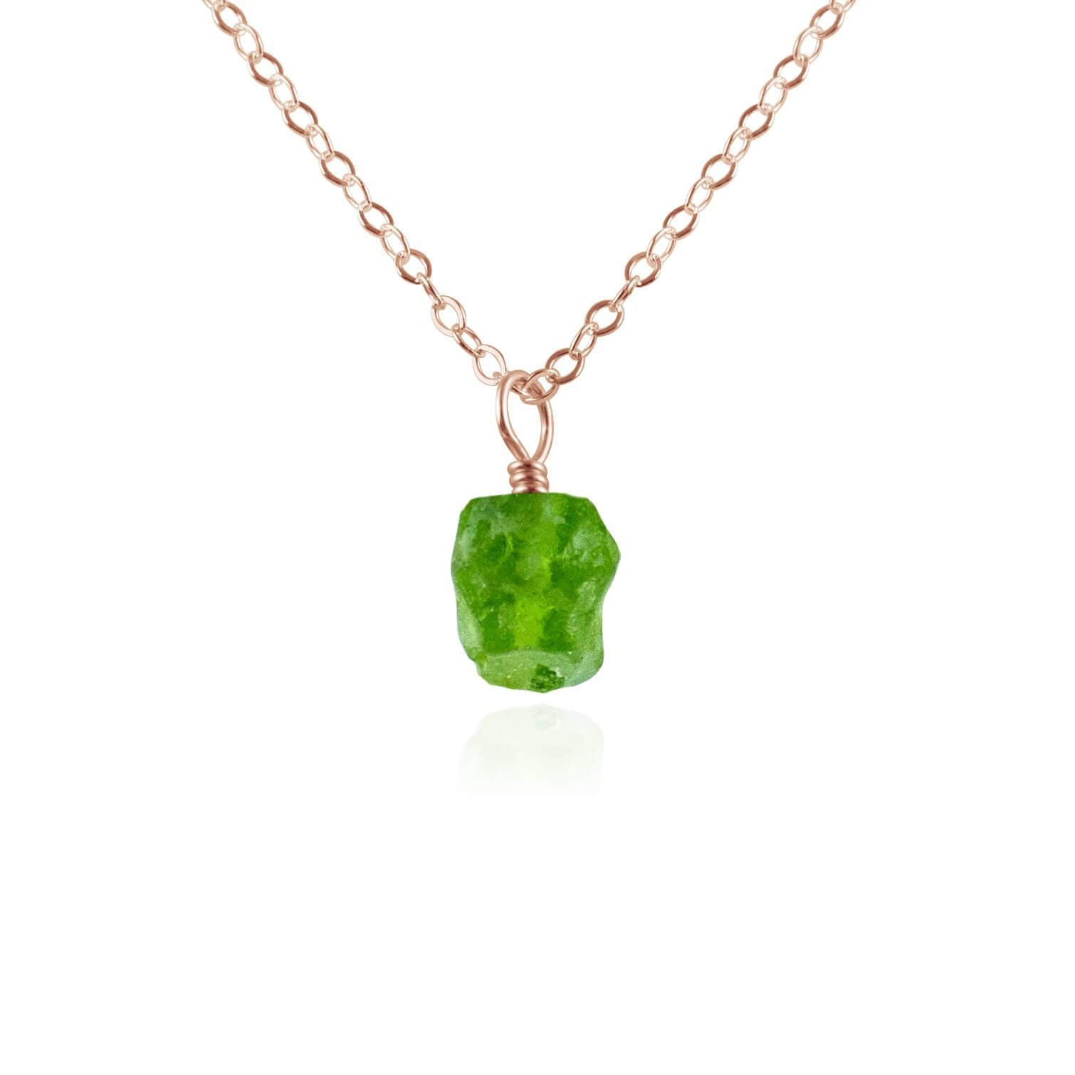 Tiny Raw Peridot Pendant Necklace - Natural Green Gemstone Jewelry for Women | Perfect for Boho Style, Everyday Wear & Gift Giving