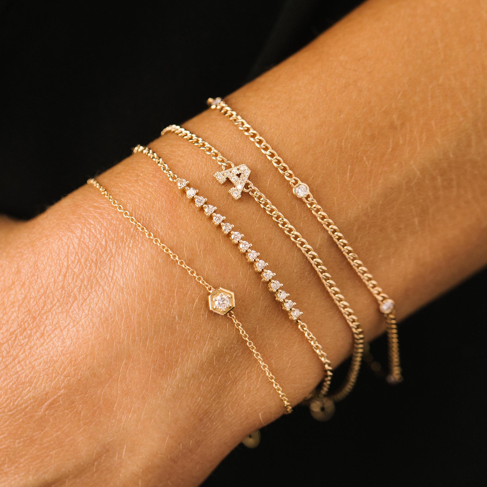 14K Gold Diamond Hexagon Bracelet for Women - Elegant Stackable Jewelry Gift for Birthday, Anniversary & Special Occasions