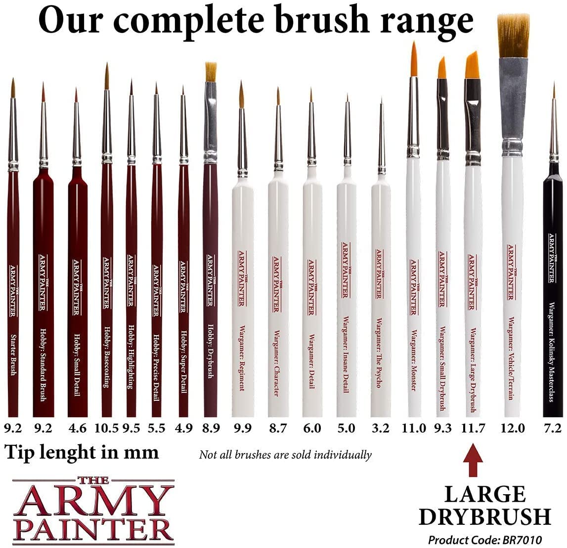 Army Painter Wargamer: 3-Piece Large Drybrush Set for Miniature Painting - Synthetic Toray Hair Model Brushes | Perfect for Warhammer, D&D & Tabletop Gaming Miniatures