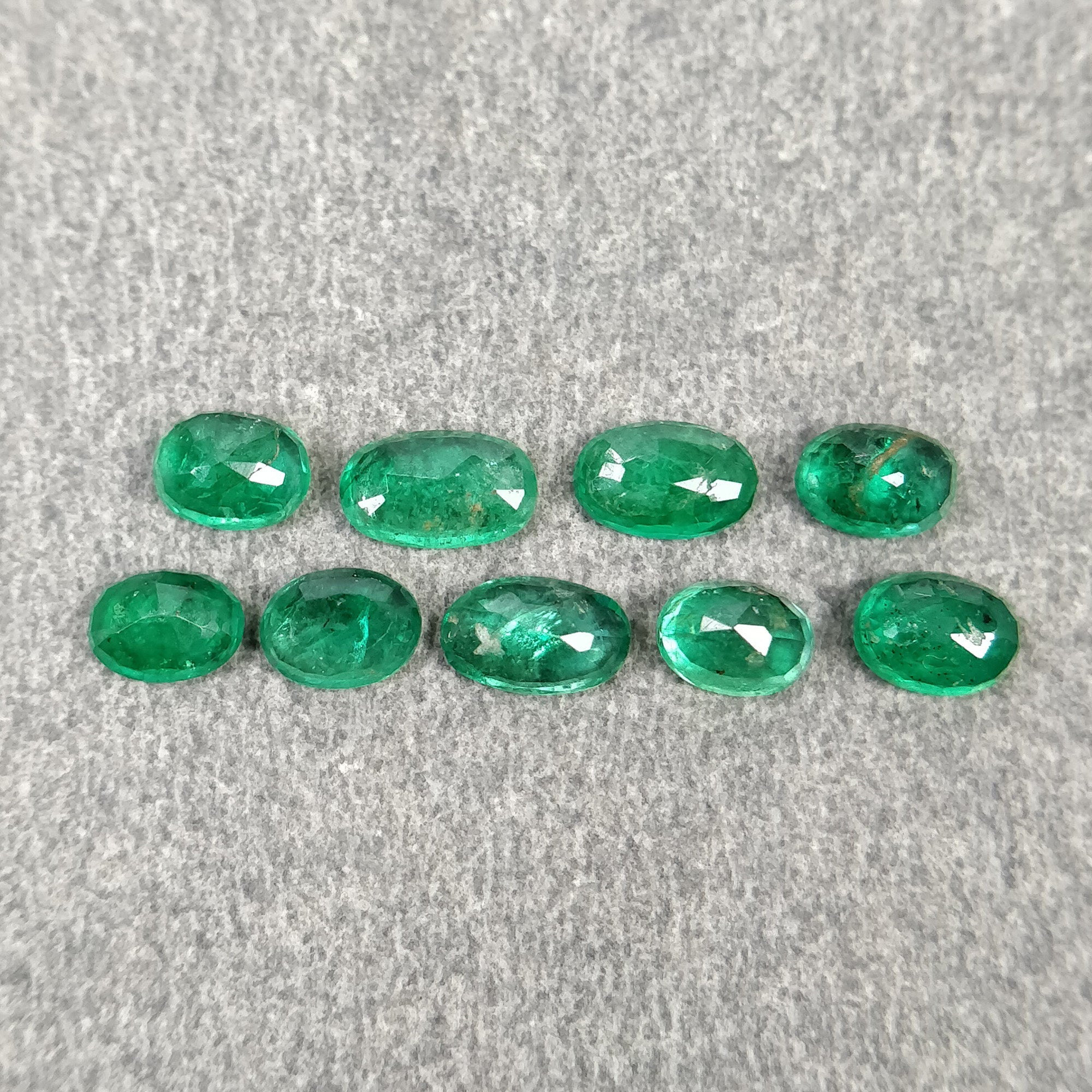 Natural Untreated Unheated Emerald Gemstone Oval Cut - 1.64cts (4x3mm & 5x3mm, 9pcs) for Jewelry Making, Engagement Rings & Fine Collections