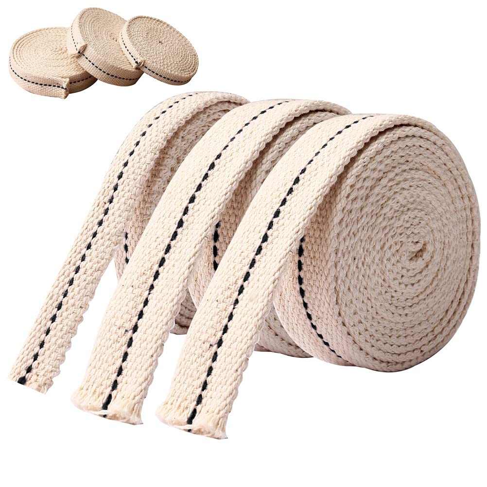 19.5ft Cotton Oil Lamp Wick (3 Rolls) - Replacement Wick for Oil Lamps, Lanterns & Burners - Perfect for Emergency Lighting, Camping & Home Decor