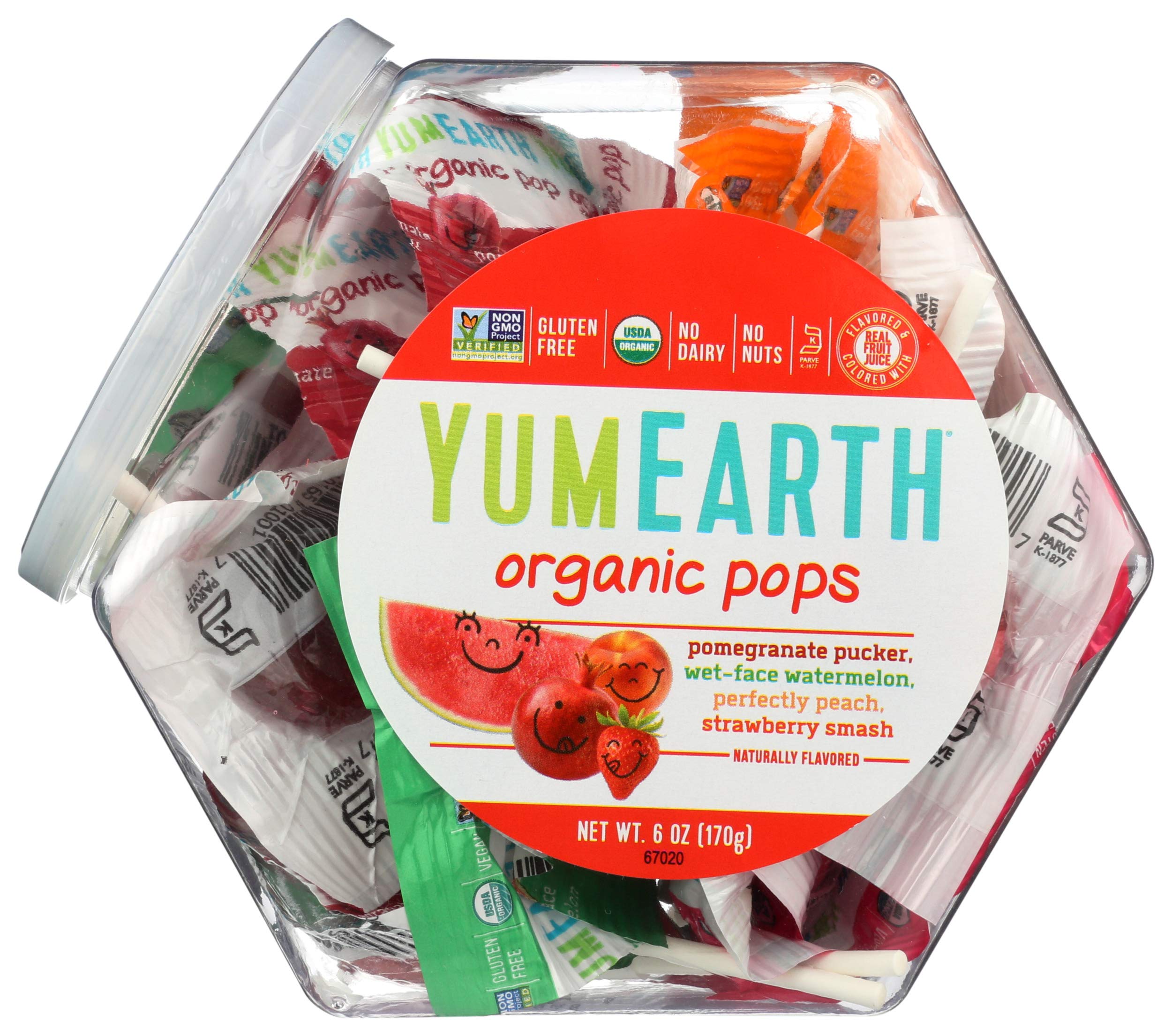 YumEarth Organic Fruit Lollipops - 6oz (170g) Natural Candy, Gluten-Free & Vegan - Perfect for Birthday Parties, Halloween Treats & School Snacks