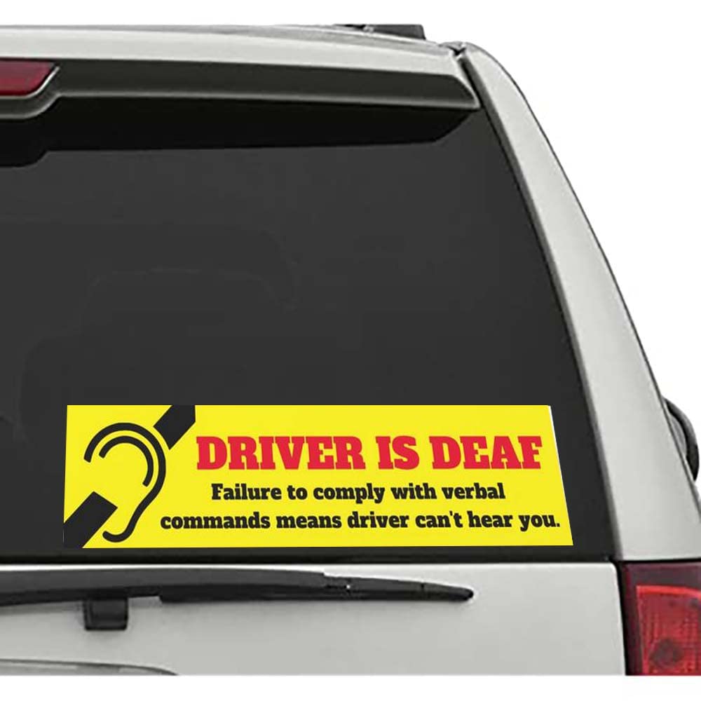 Deaf Driver Caution Car Stickers - Funny Vinyl Decals for Car Windows | Safety Warning & Humorous Car Accessories for Deaf Motorists