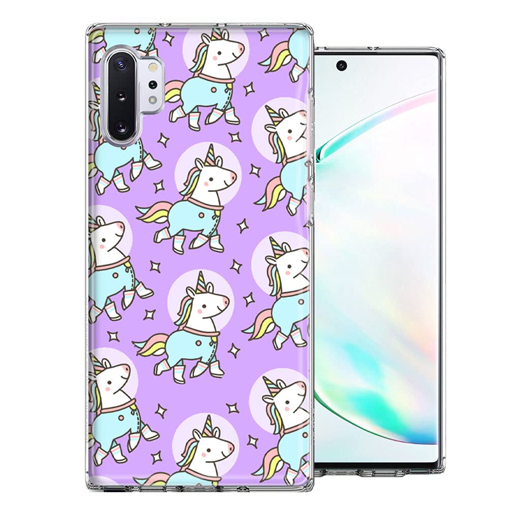 Cute Unicorns Purple Design Double Layer Shockproof Phone Case for Samsung Galaxy Note 10 Plus - Perfect for Daily Protection & Stylish Accessory
