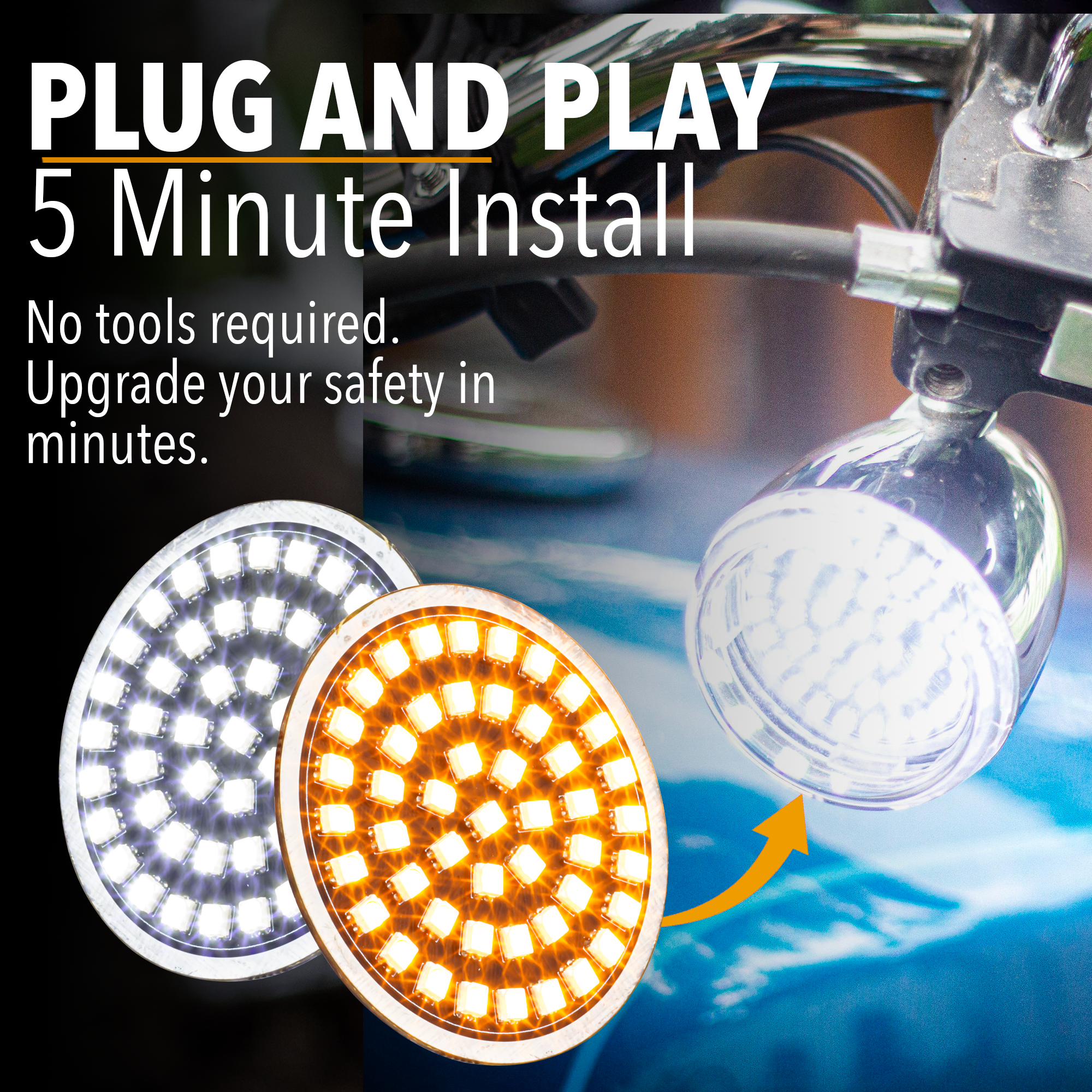 Eagle Lights Midnight Edition LED Turn Signal Kit for Harley Davidson - Front & Rear 1157 Base, Running Lights & Strobing Function | Motorcycle Safety & Customization Upgrade