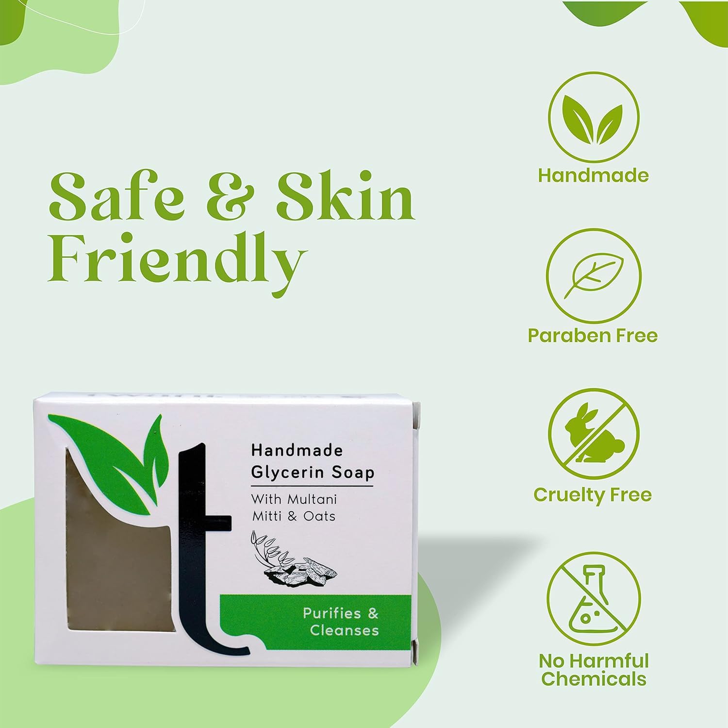 Natural Multani Mitti & Oats Soap Bar for Glowing Skin - 100g | Deep Cleansing & Exfoliating Face & Body Soap for Acne, Oily Skin & Brightening | Vegan, Chemical-Free Skincare