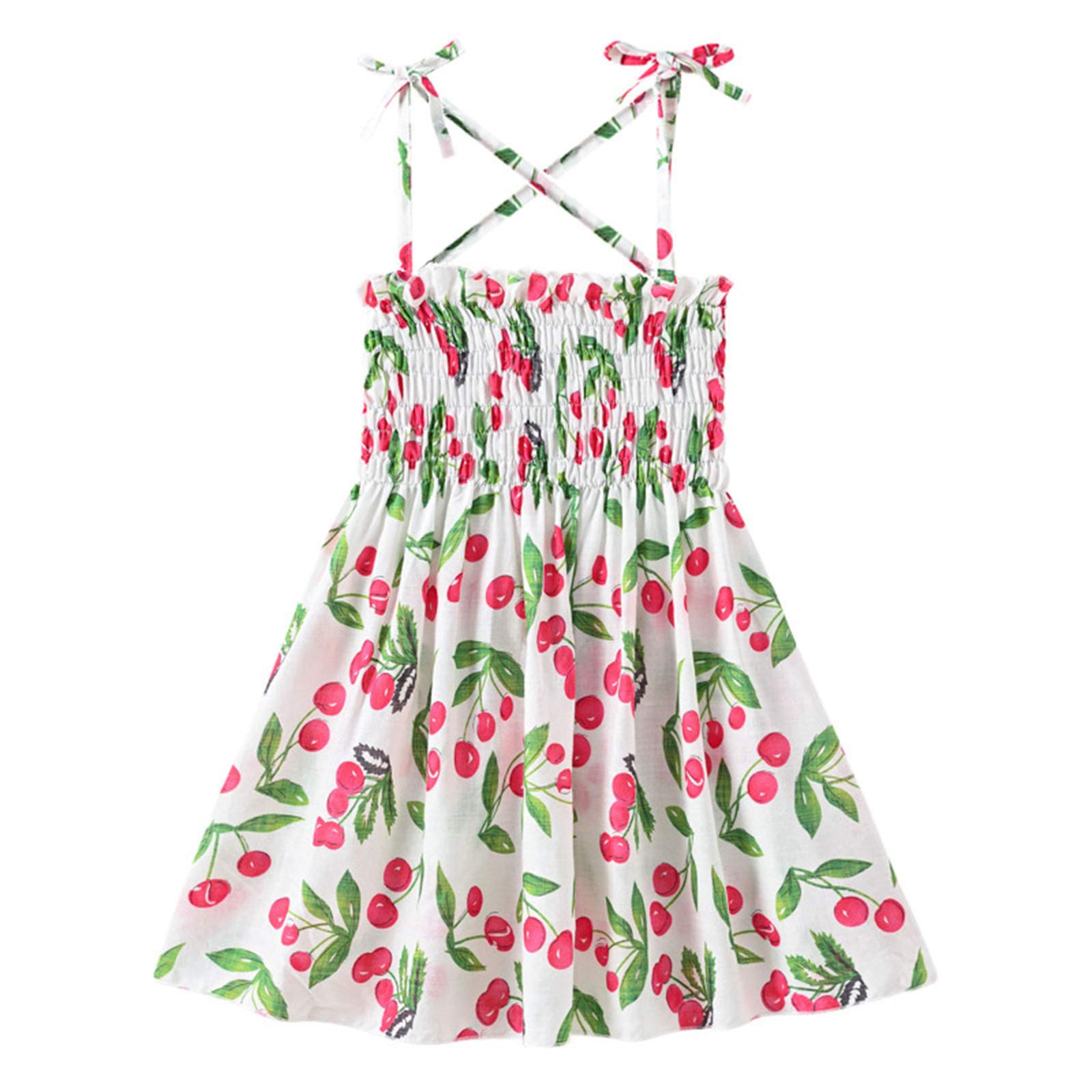 Boho Floral Toddler Baby Girls Dress - Strappy Summer Princess Sundress for Beach, Casual Wear & Outdoor Play